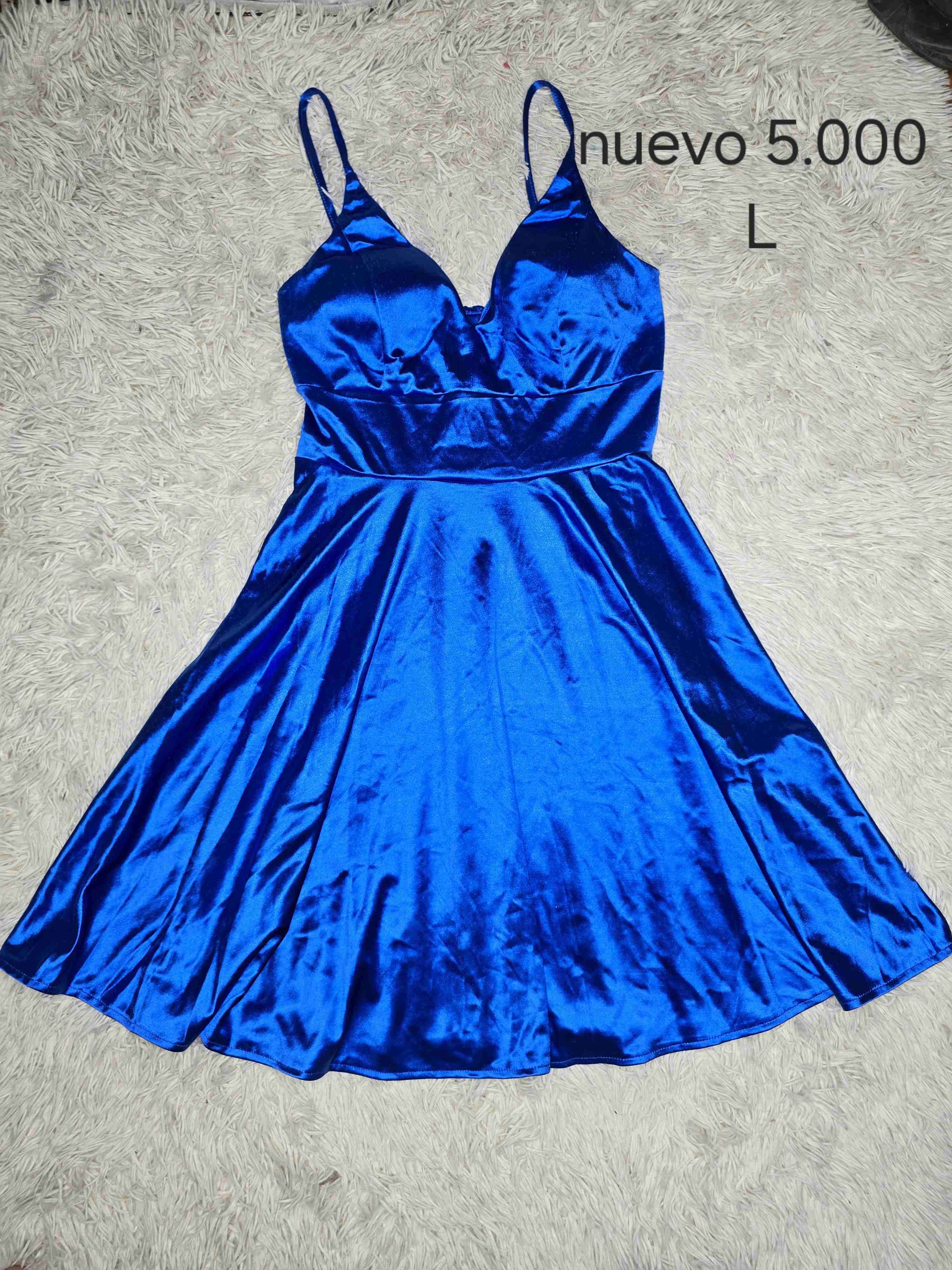 Vestido azul satinado - miniatura 1