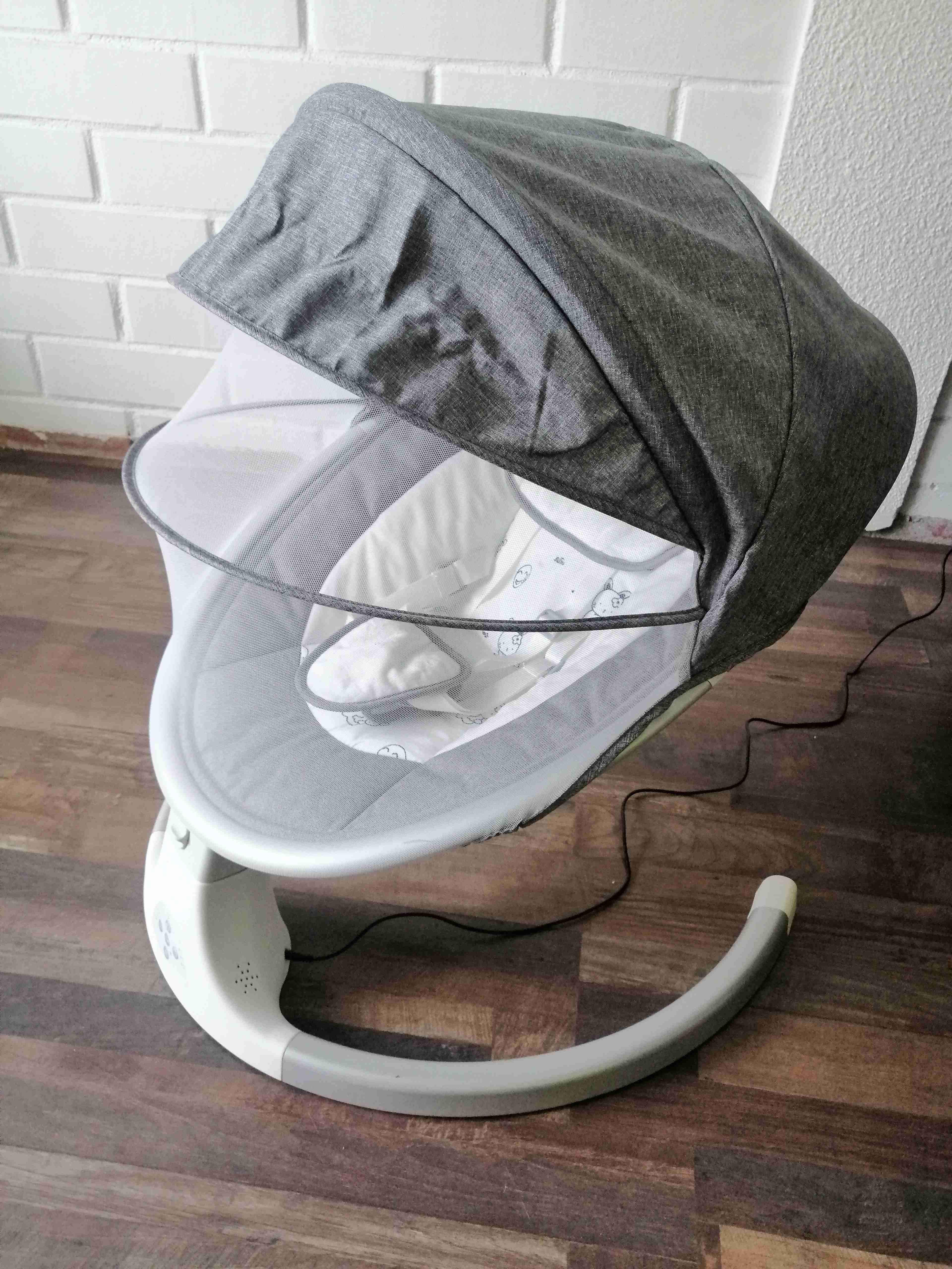 Cuna mecedora gris con toldo - miniatura 3