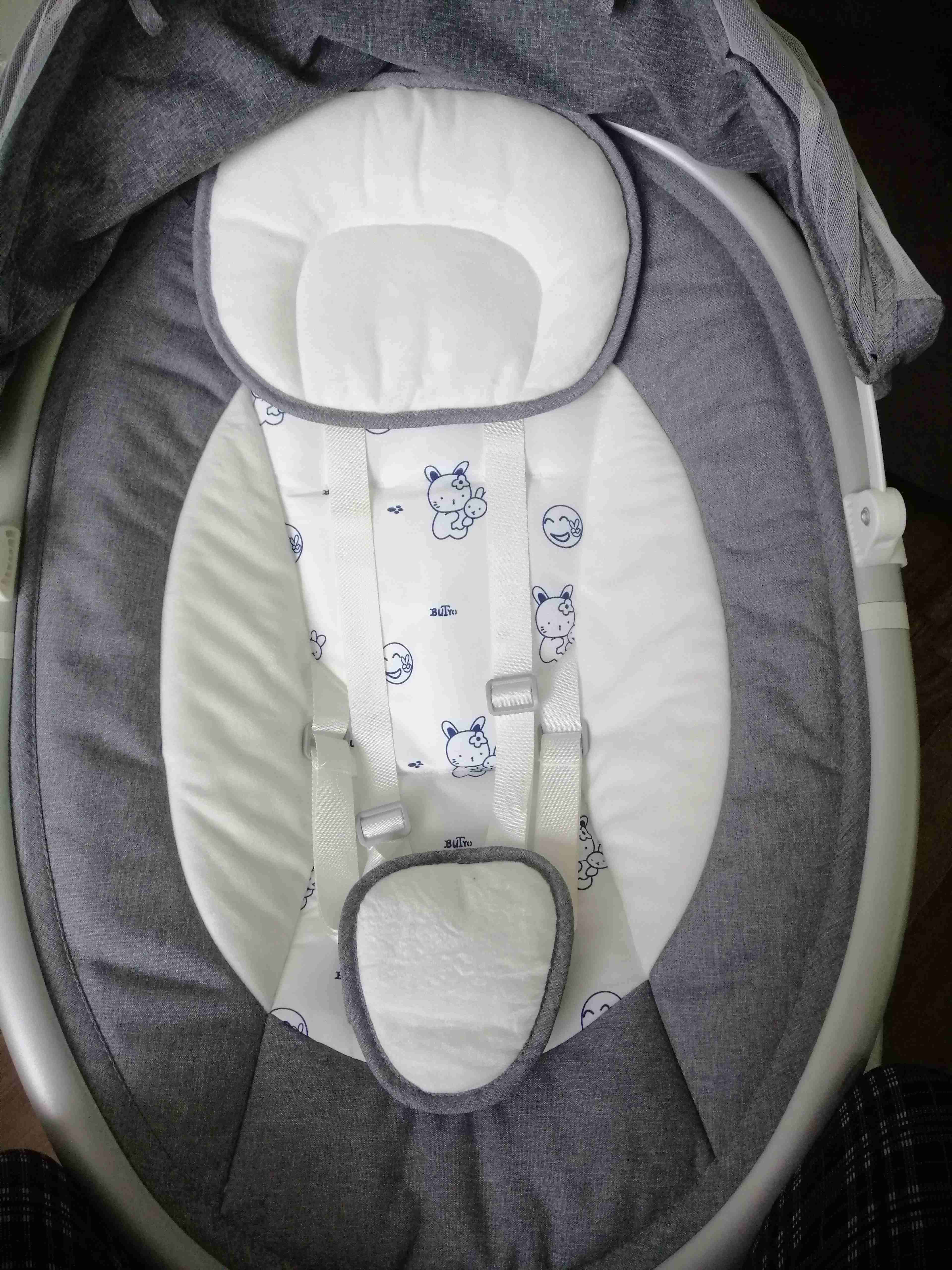 Cuna mecedora gris con toldo - miniatura 5