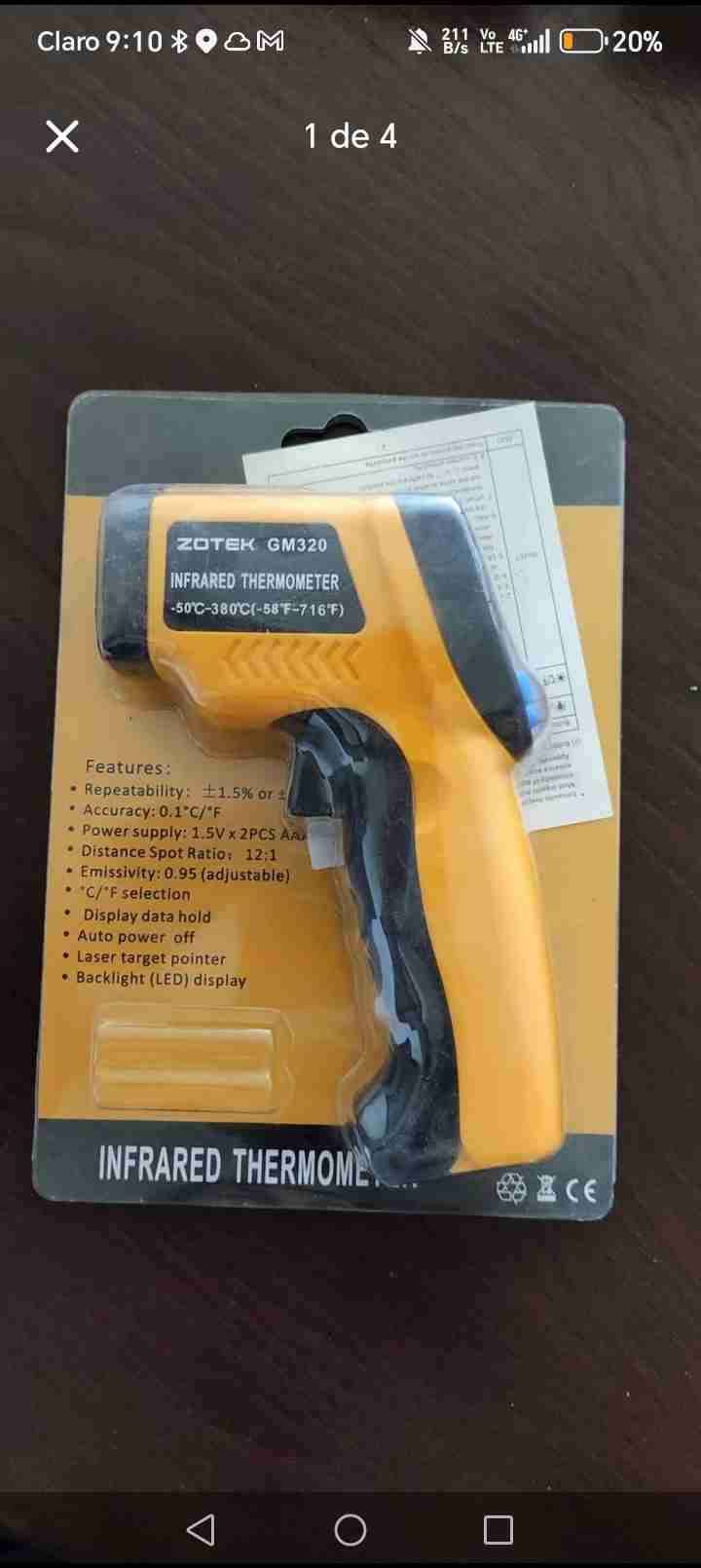 Termómetro infrarrojo Zotek GM320 - miniatura 1