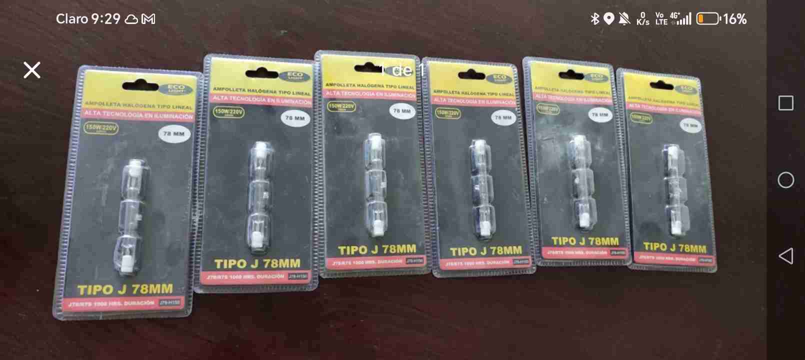 Ampolleta halógena tipo J 78mm