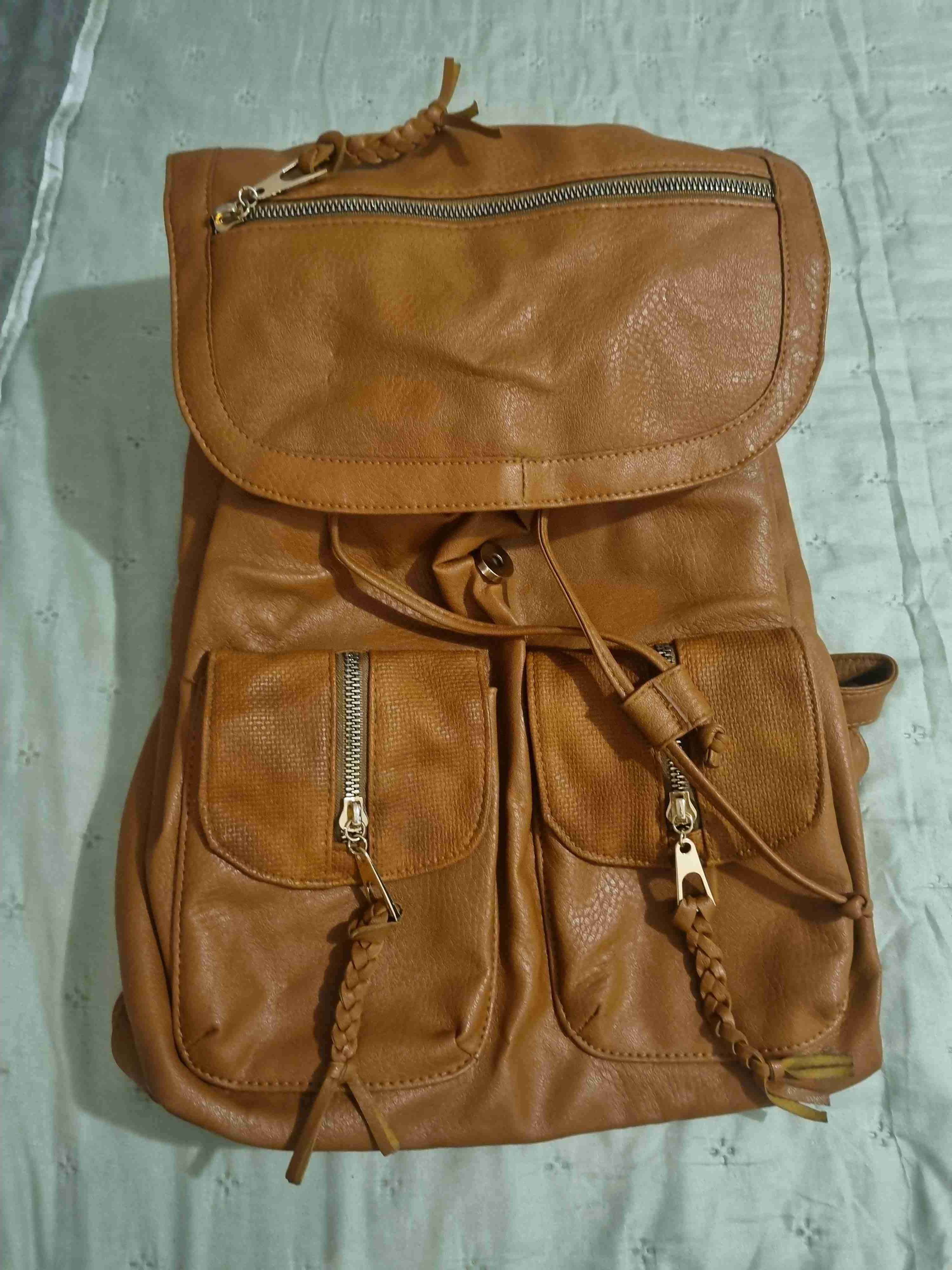 Mochila de ecocuero marrón - miniatura 1