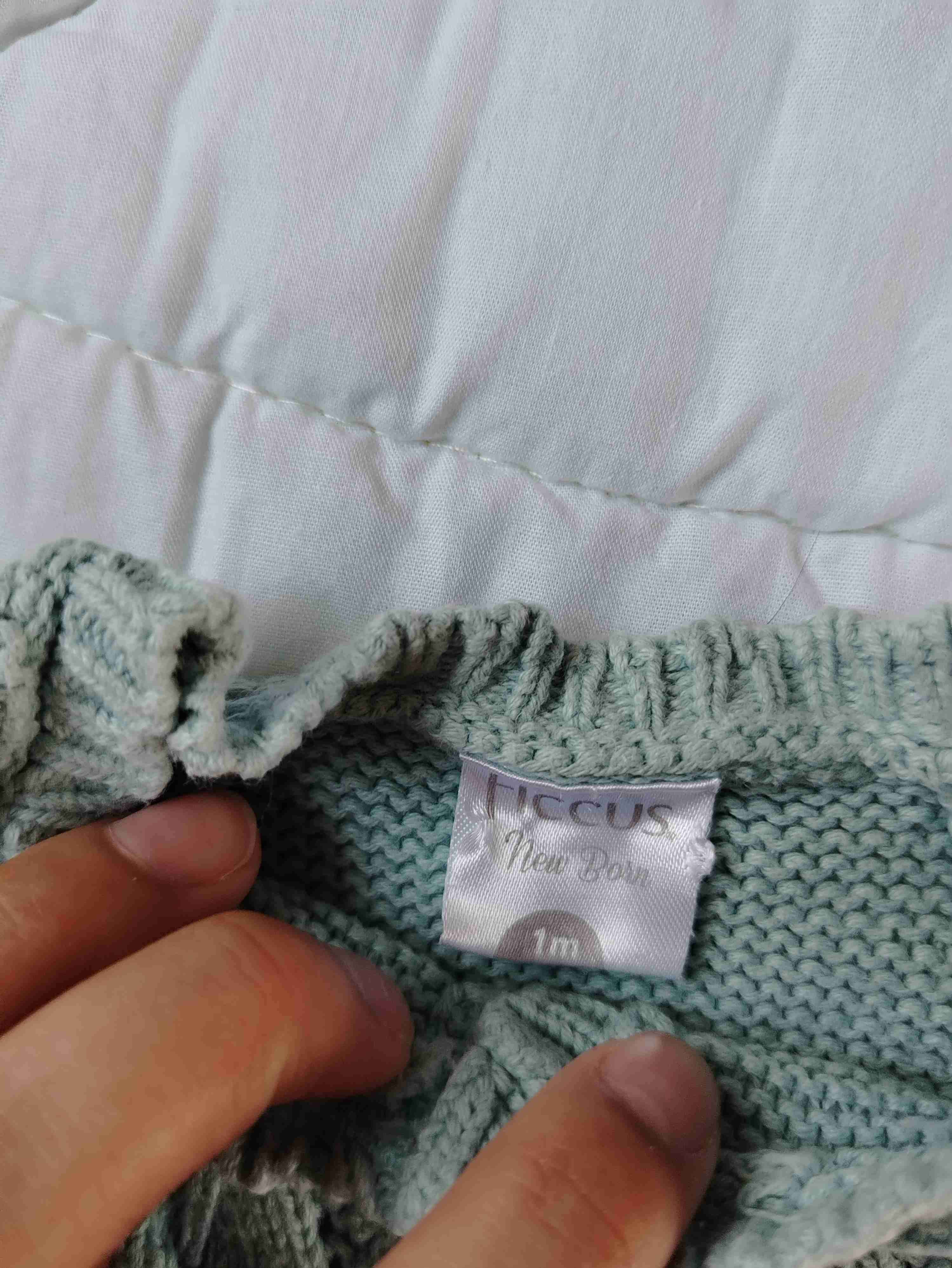 Chaleco tejido verde bebé - miniatura 3