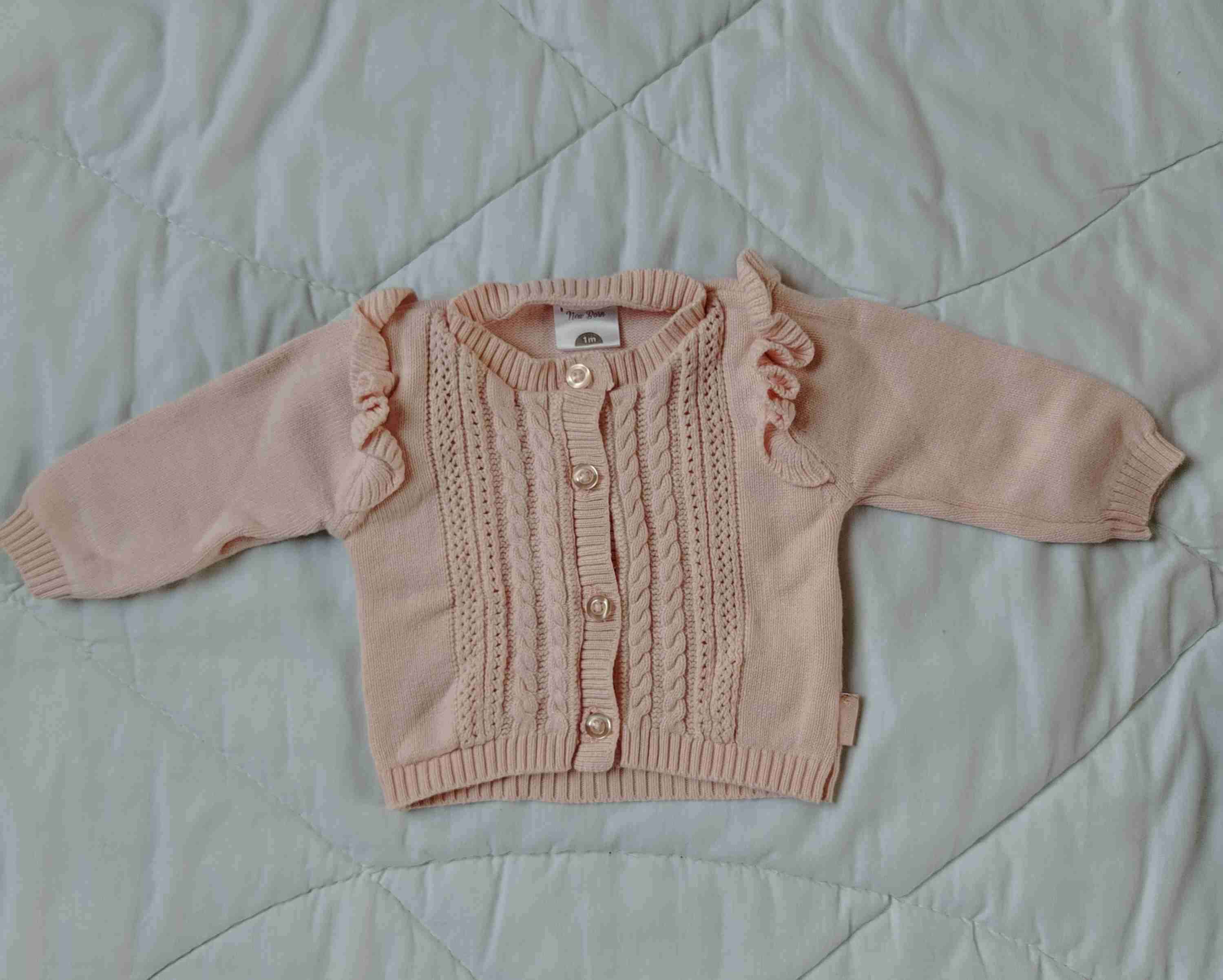 Chaleco tejido rosado bebé - miniatura 1