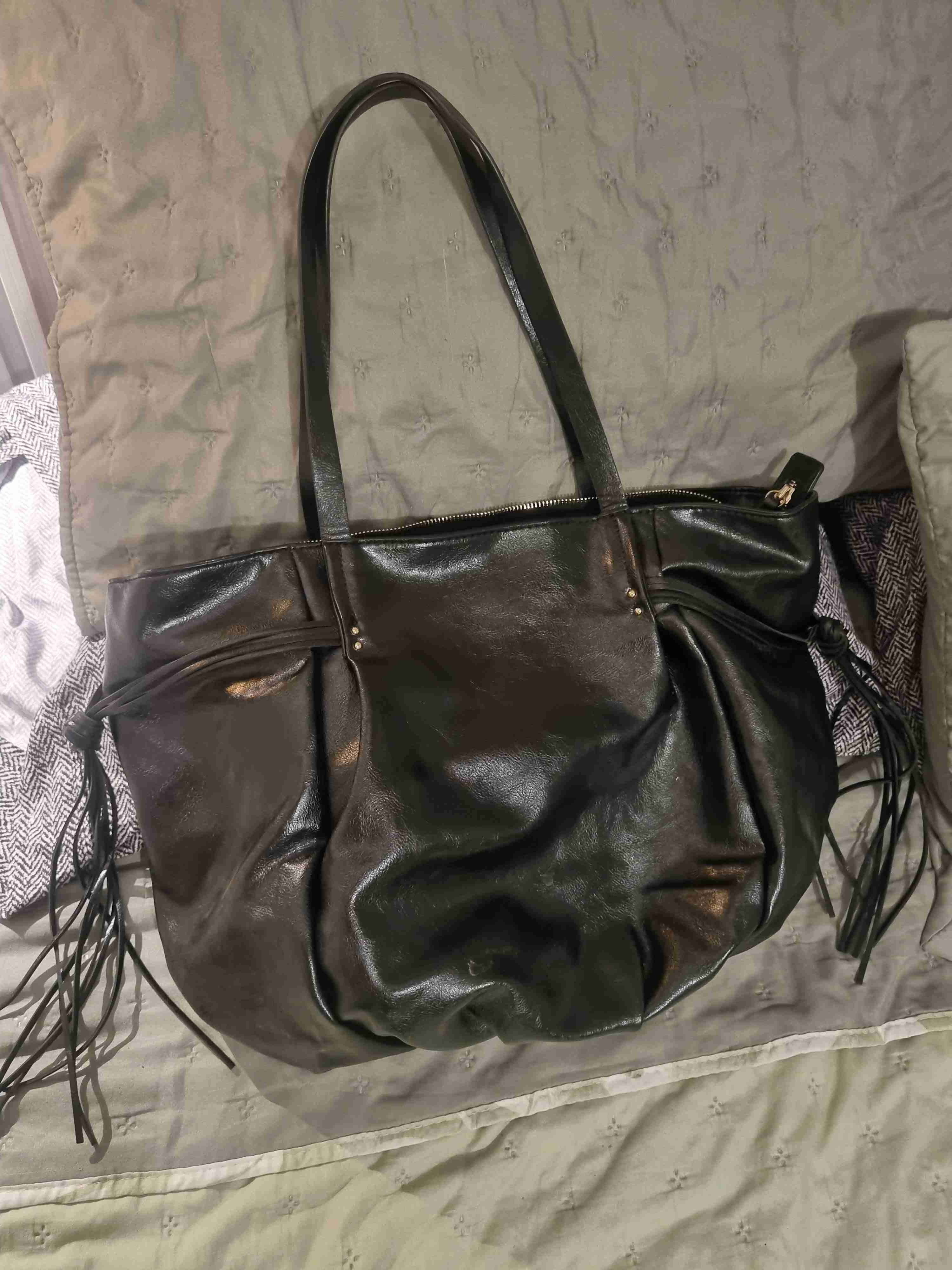 Bolso grande de cuero negro - miniatura 1