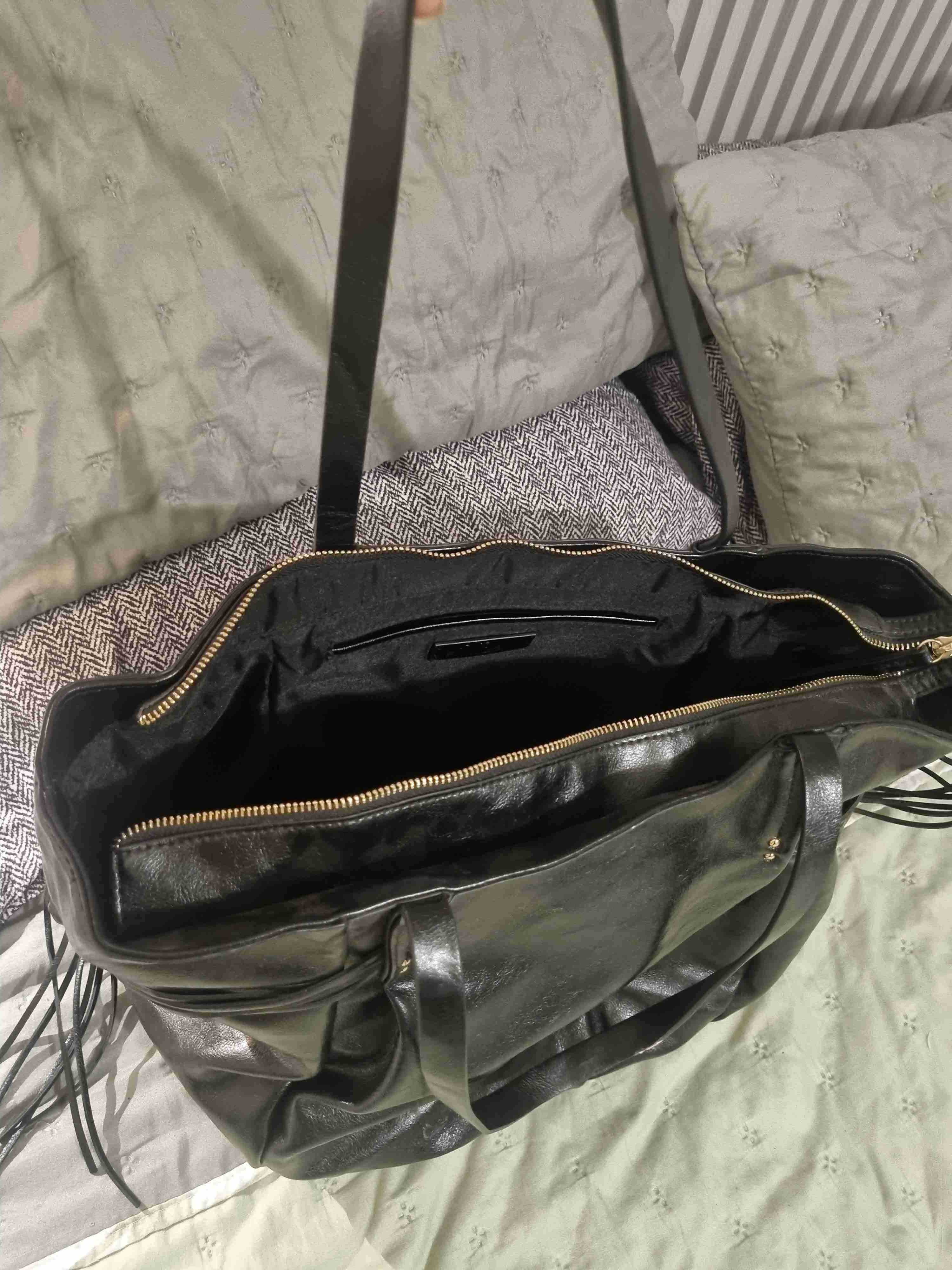 Bolso grande de cuero negro - miniatura 2