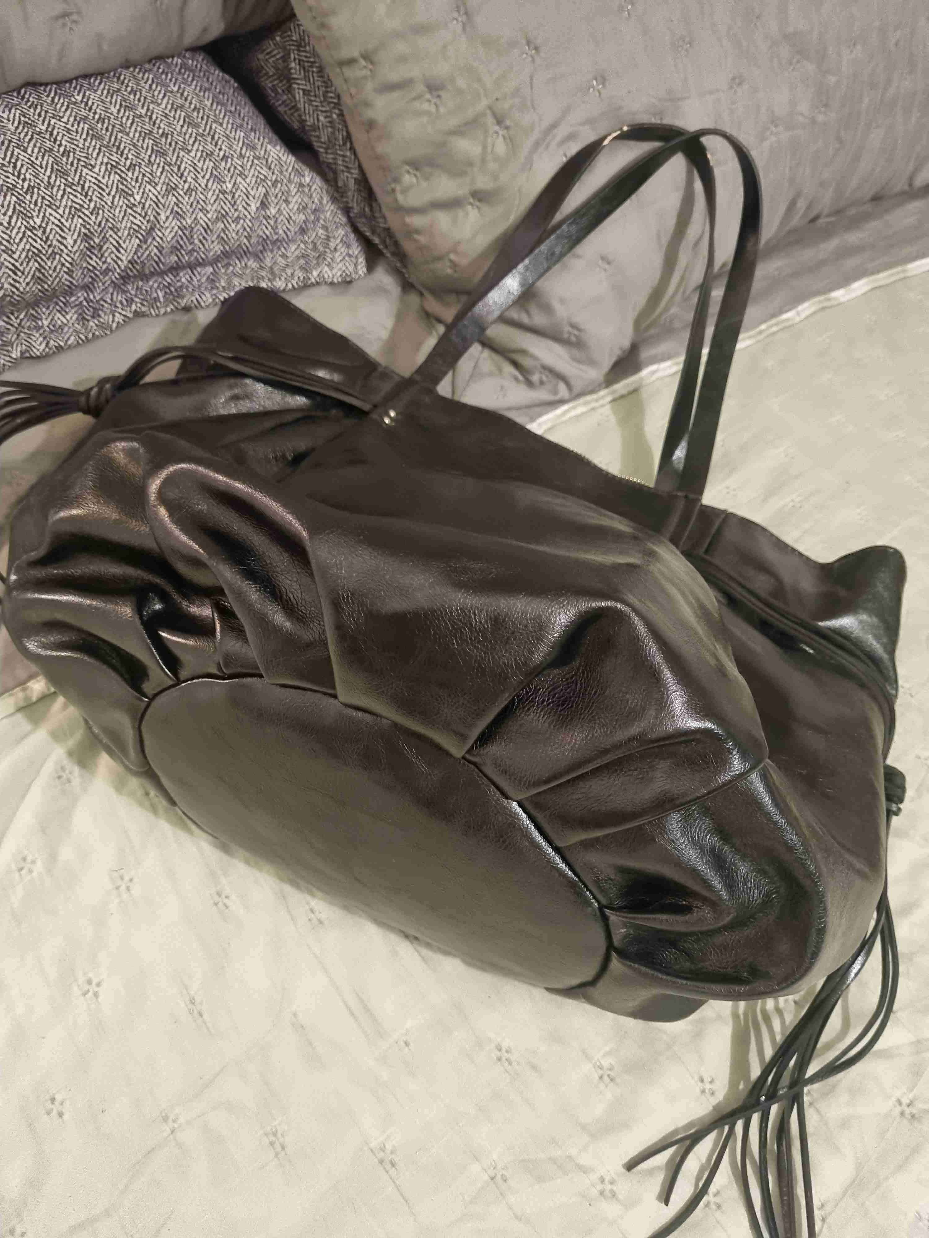 Bolso grande de cuero negro - miniatura 3