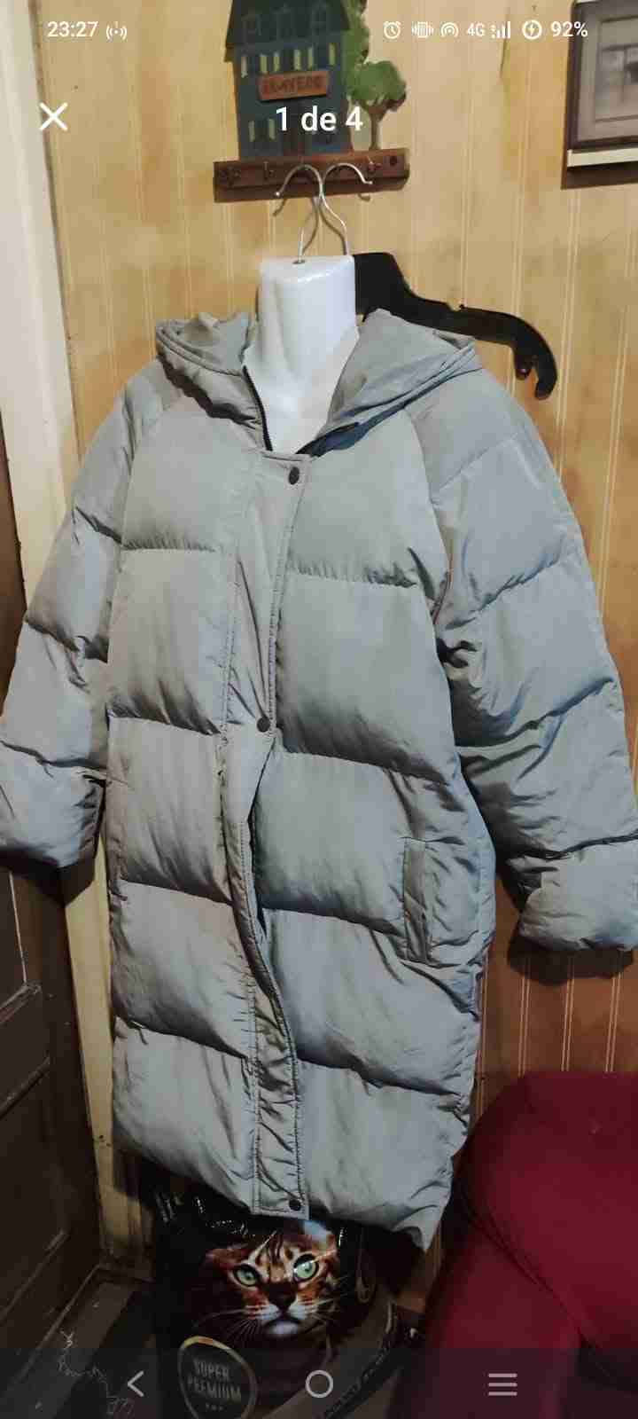 Maxi chaqueta gris acolchada - miniatura 2