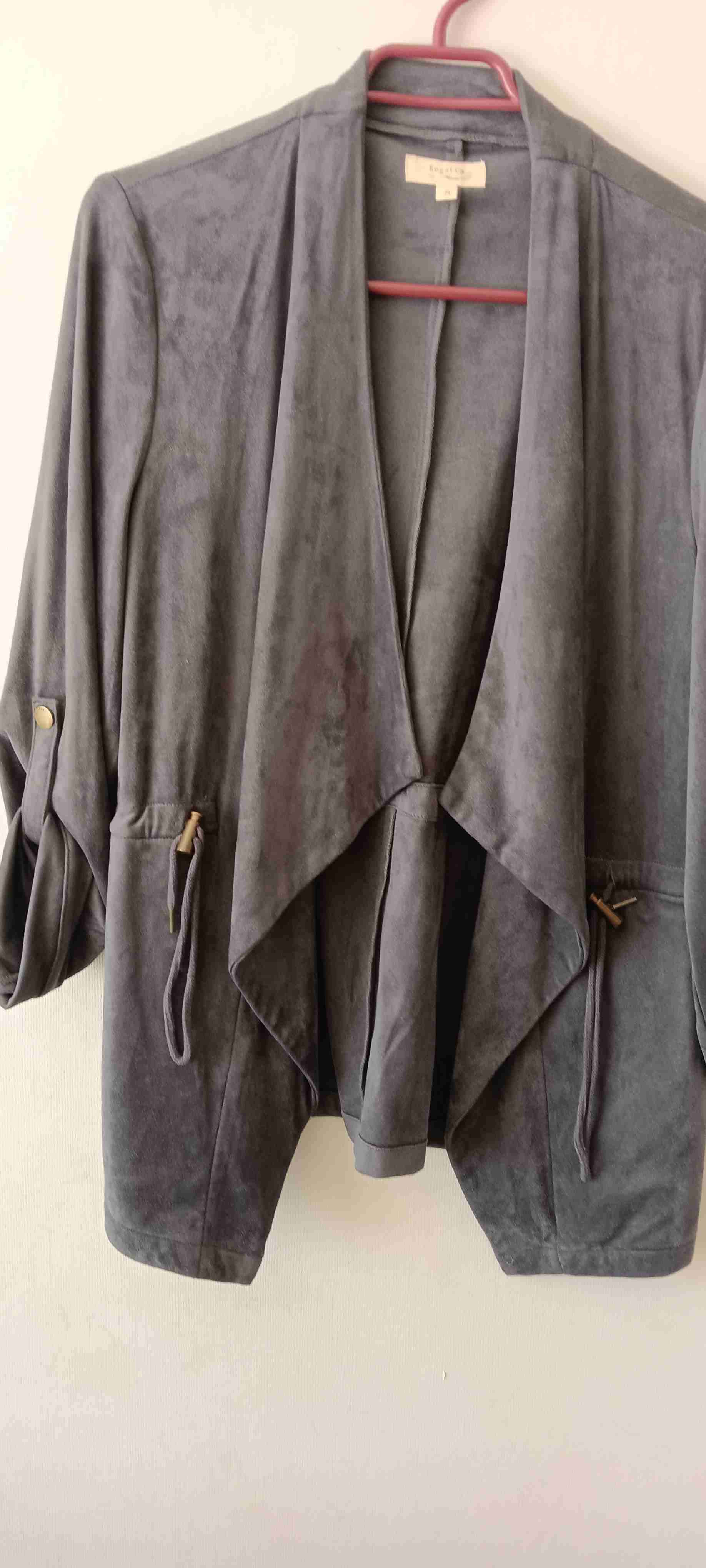 Chaqueta abierta gris elegante - miniatura 1