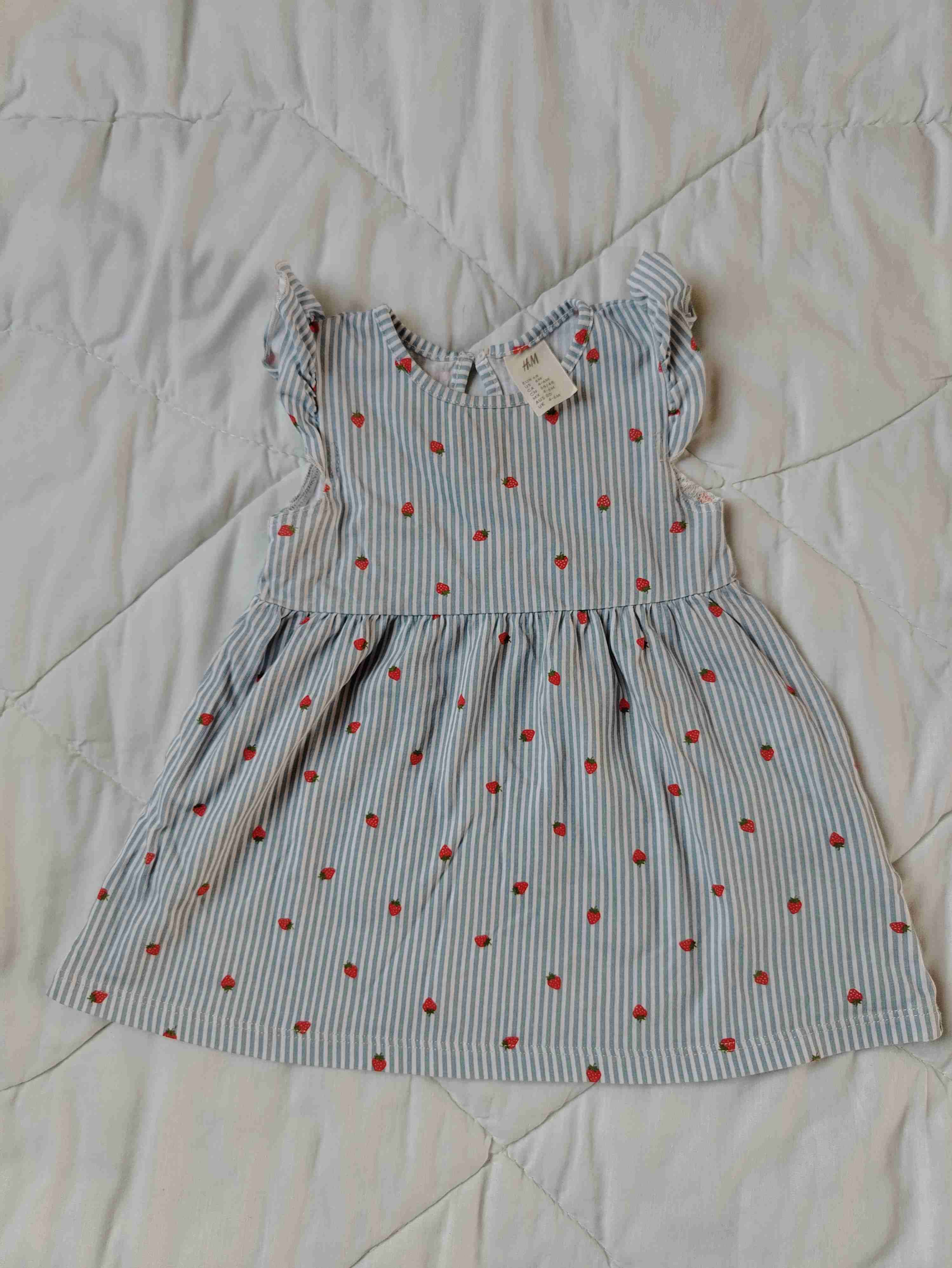 Vestido bebé rayas con frutas - miniatura 1