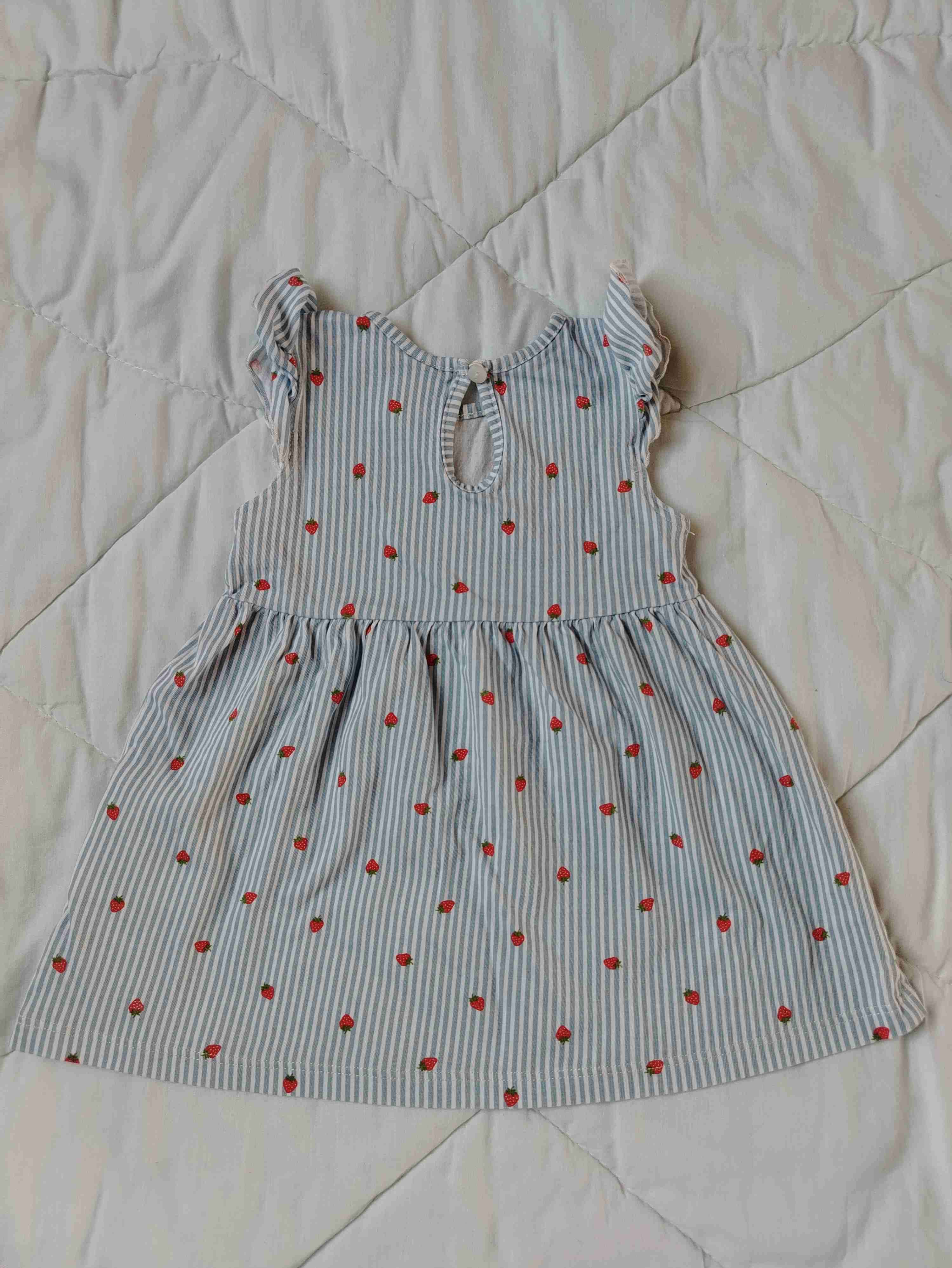 Vestido bebé rayas con frutas - miniatura 2