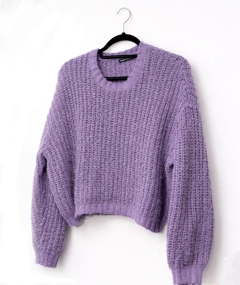 Suéter morado tejido grueso - miniatura 1