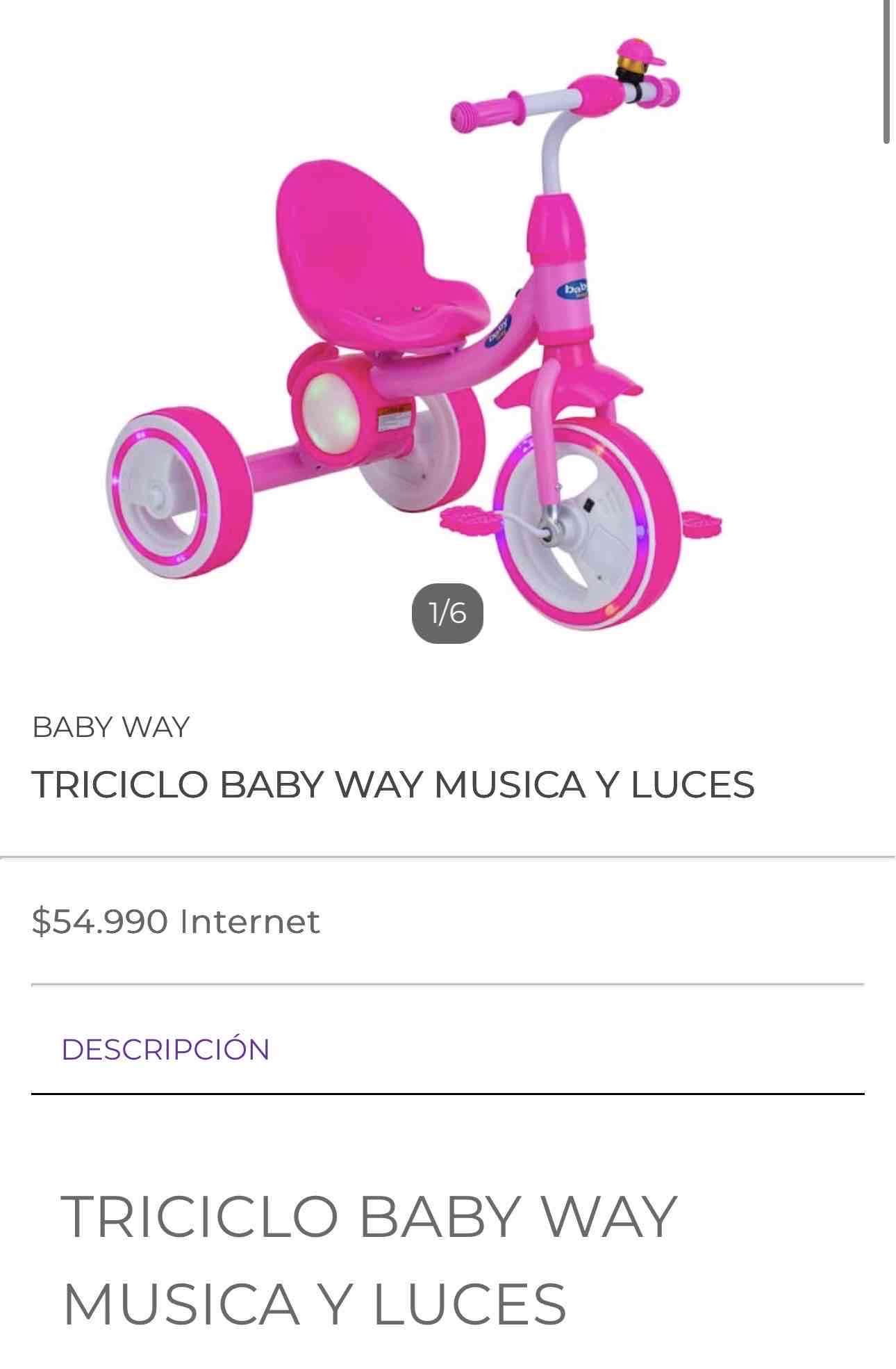 Triciclo infantil rosado musical - miniatura 3