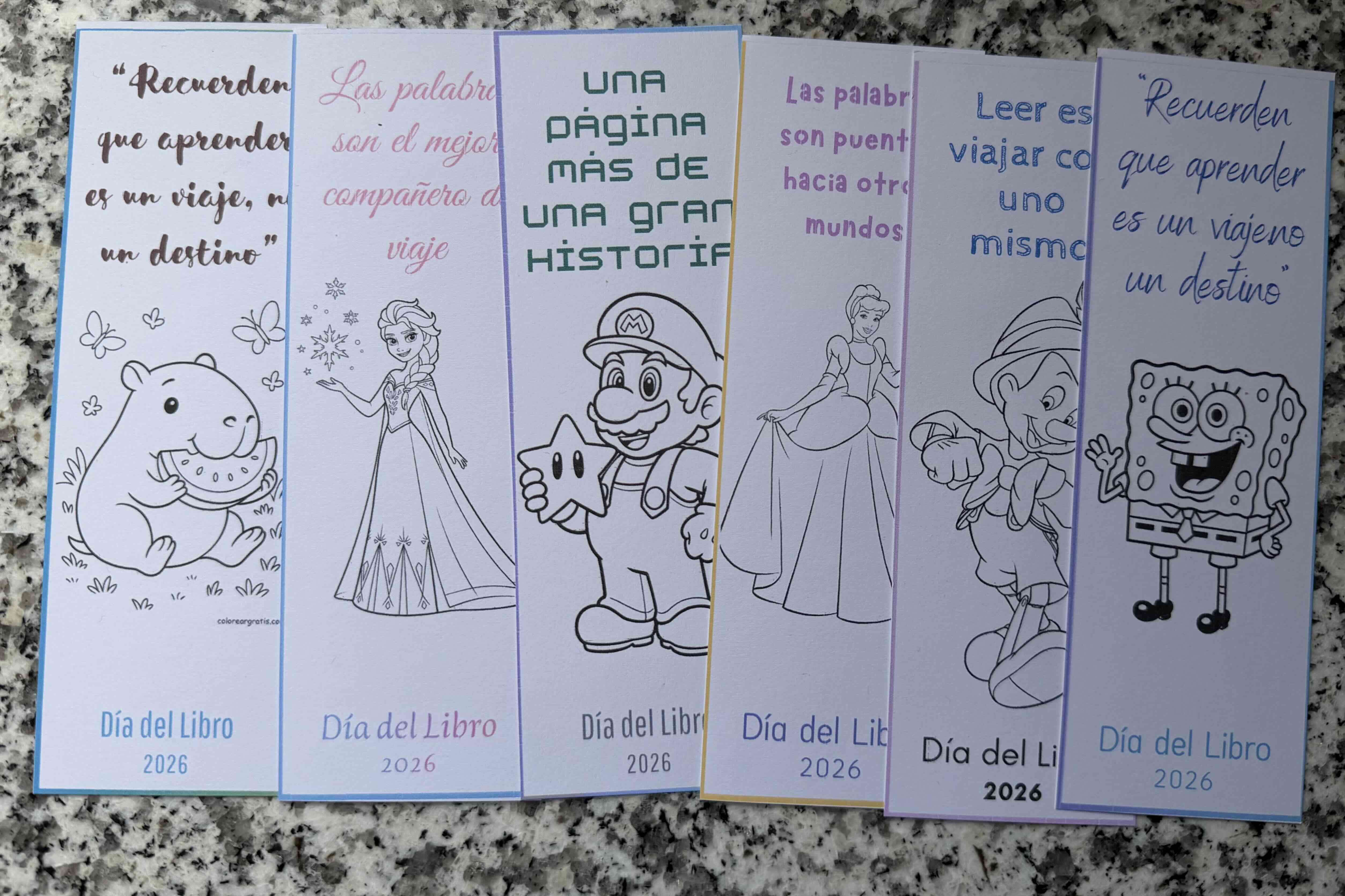 Marcapaginas para colorear