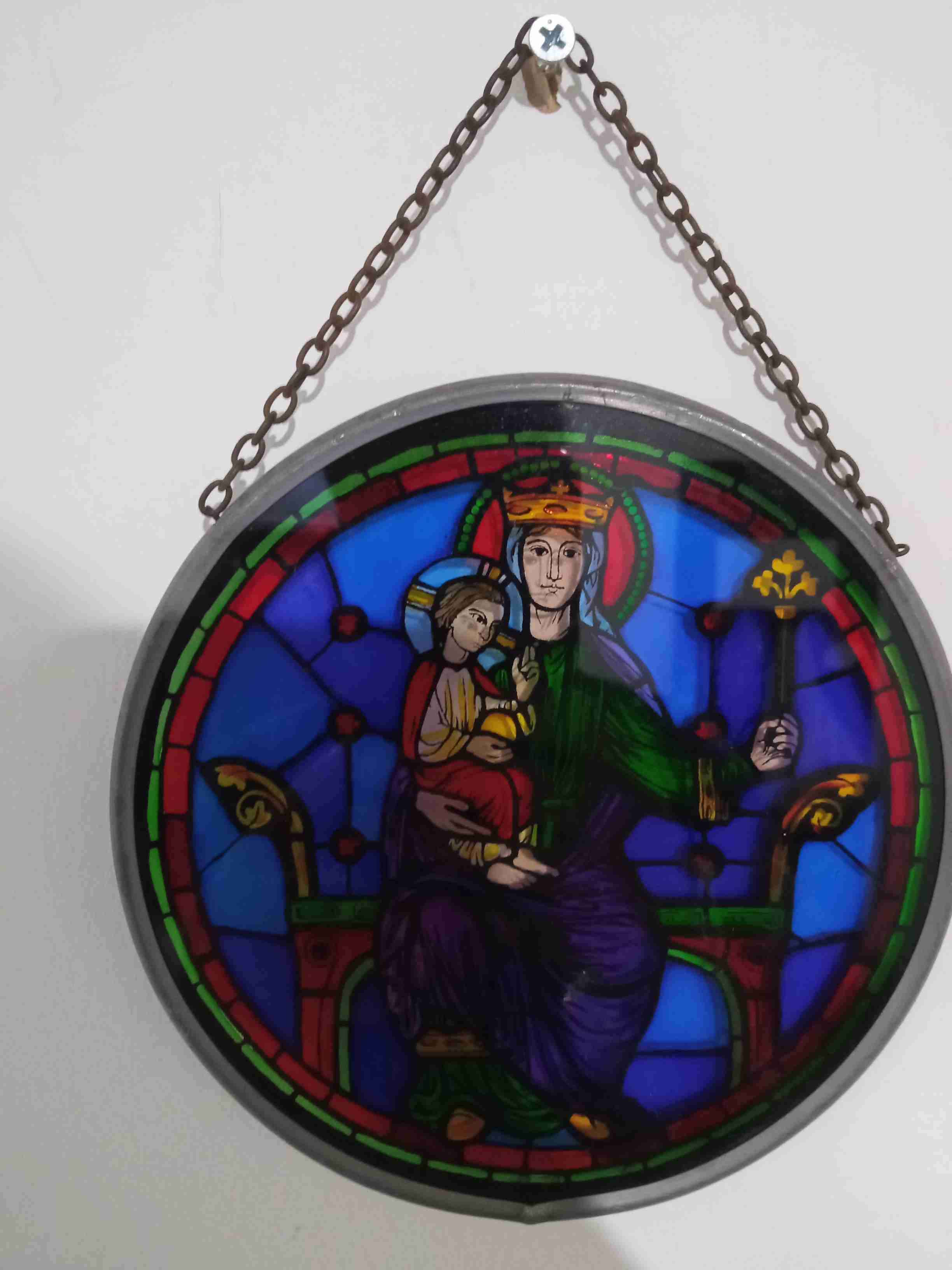 Vitral decorativo religioso redondo