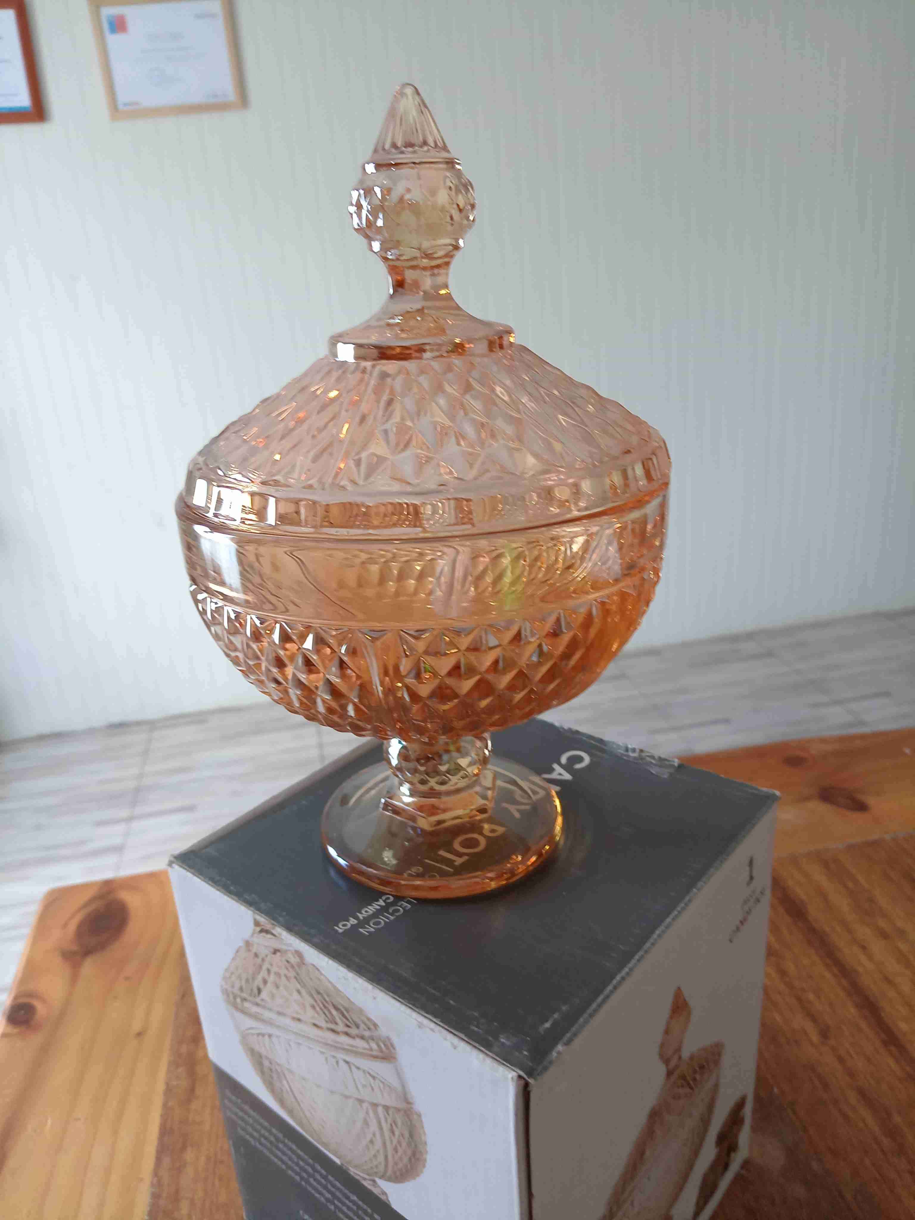 Bombonera de cristal ámbar