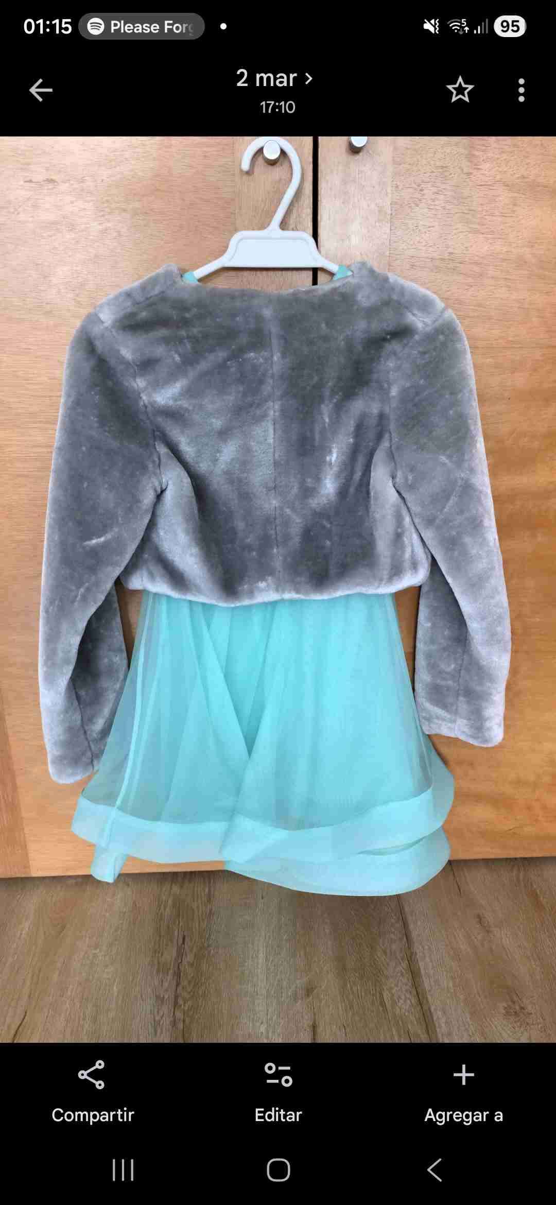 Vestido verde agua para 12 años con  bolero gris - miniatura 3