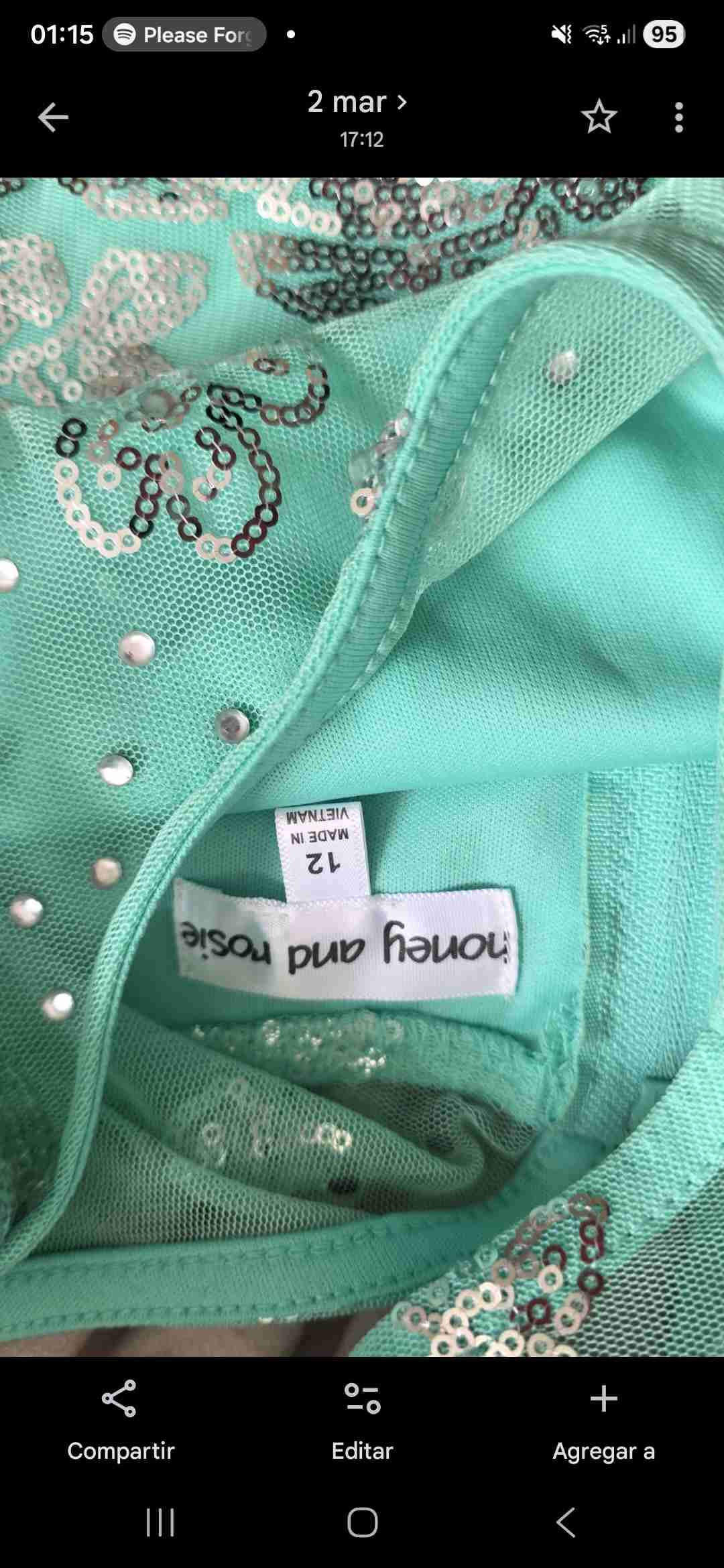 Vestido verde agua para 12 años con  bolero gris - miniatura 4