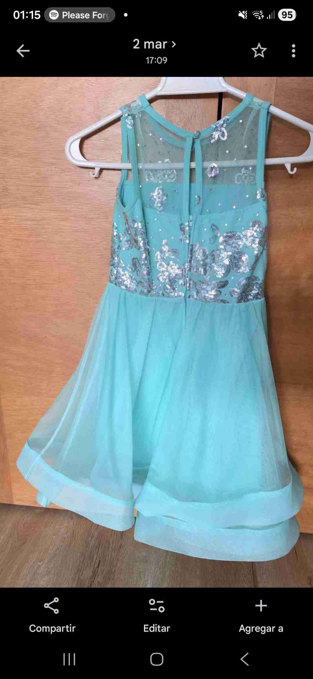 Vestido verde agua para 12 años con  bolero gris - miniatura 5