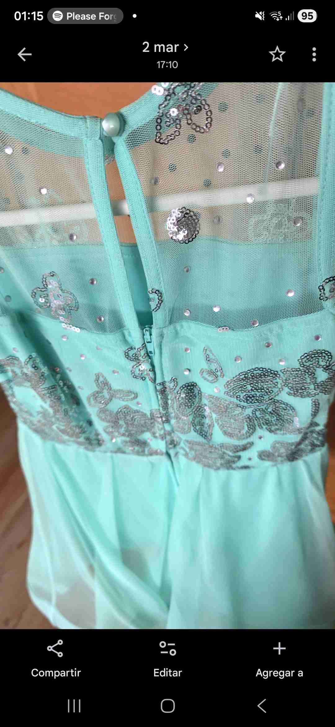 Vestido verde agua para 12 años con  bolero gris - miniatura 6