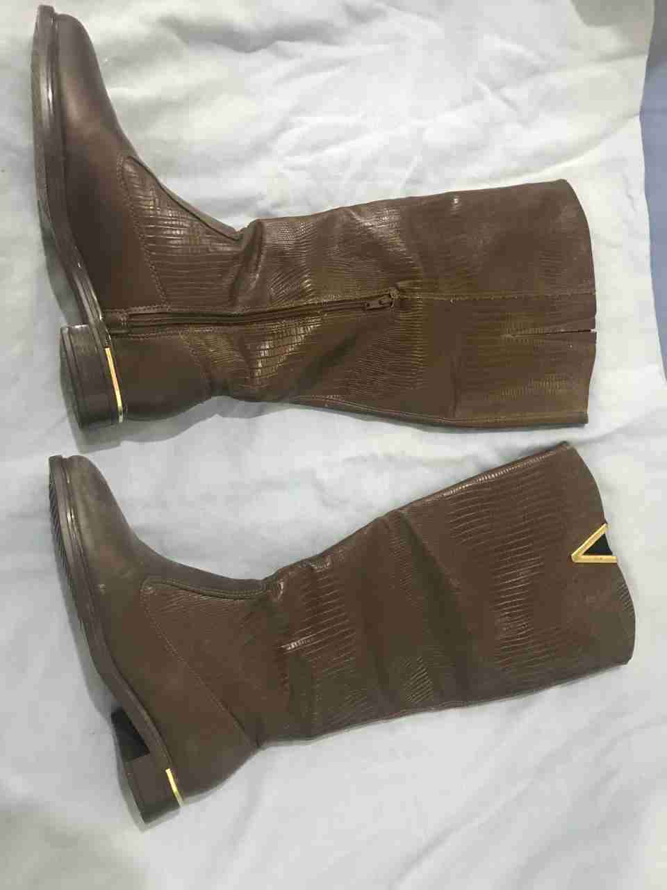 Botas largas marrones de cuero - miniatura 2