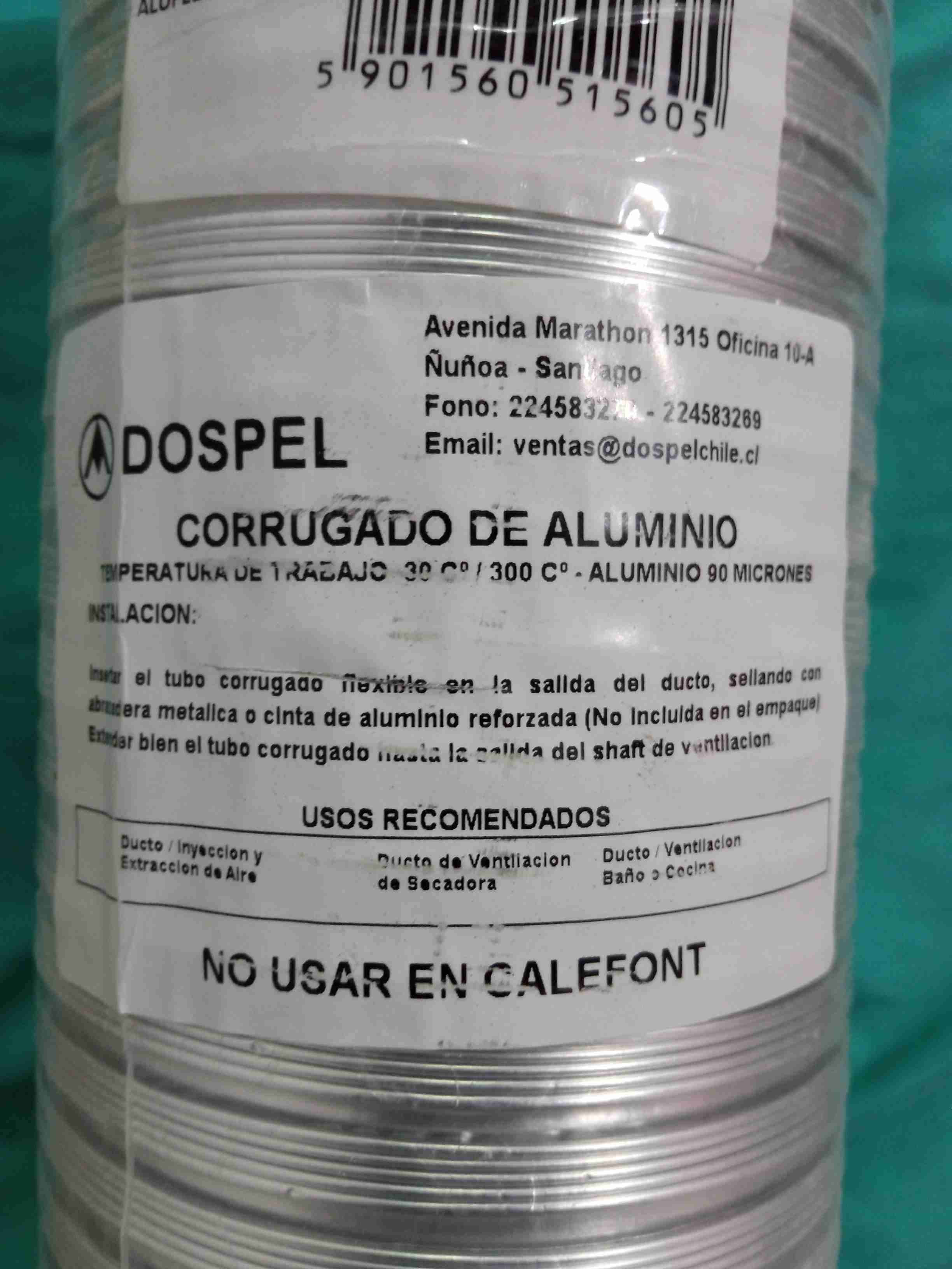 Tubo corrugado de aluminio Dospel