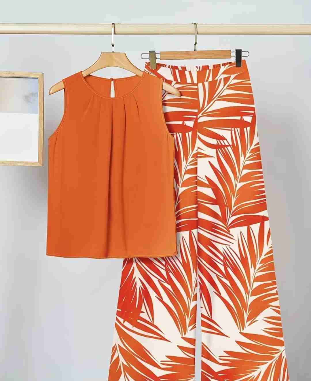 Conjunto blusa y pantalones naranjas