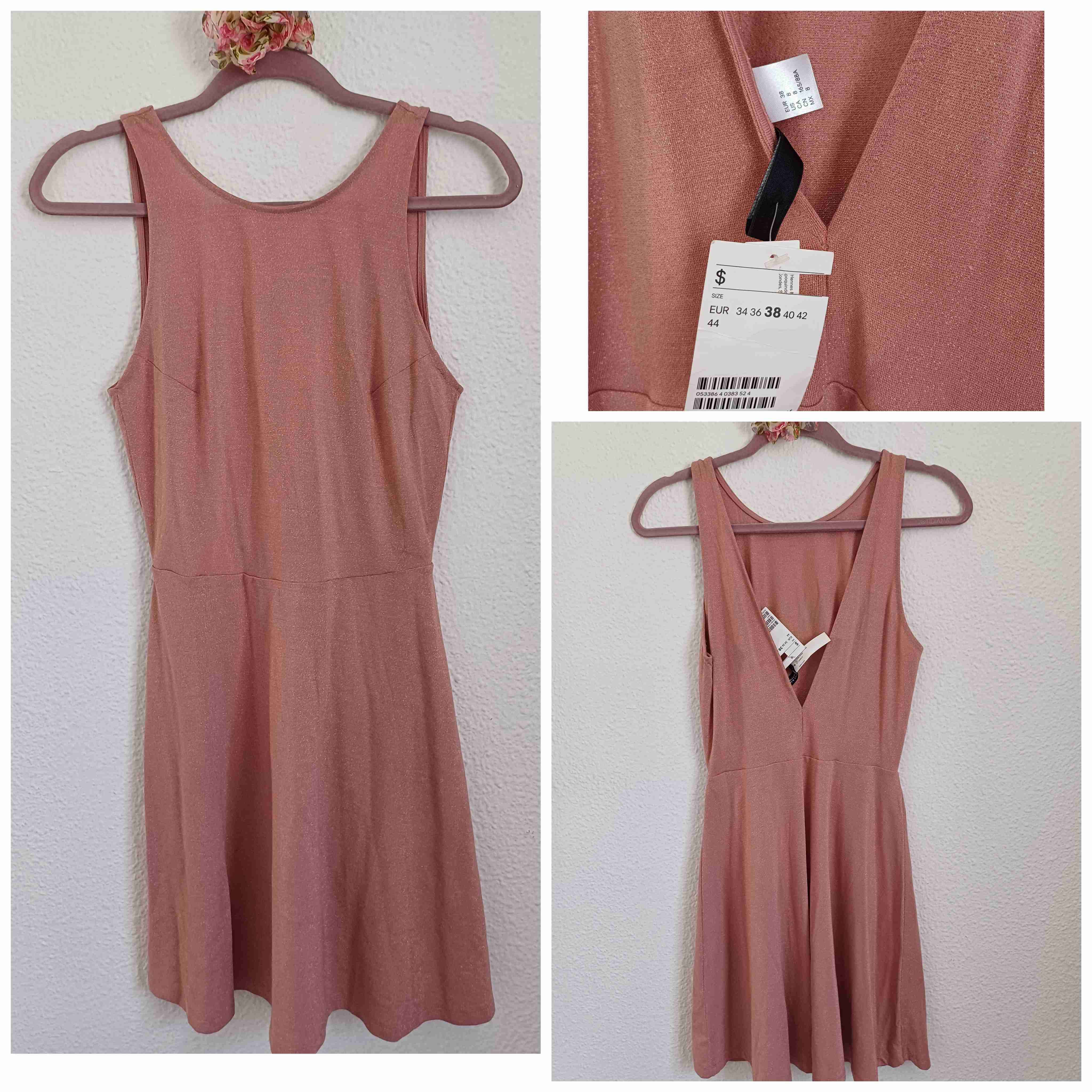 Vestido palo rosa con brillitos