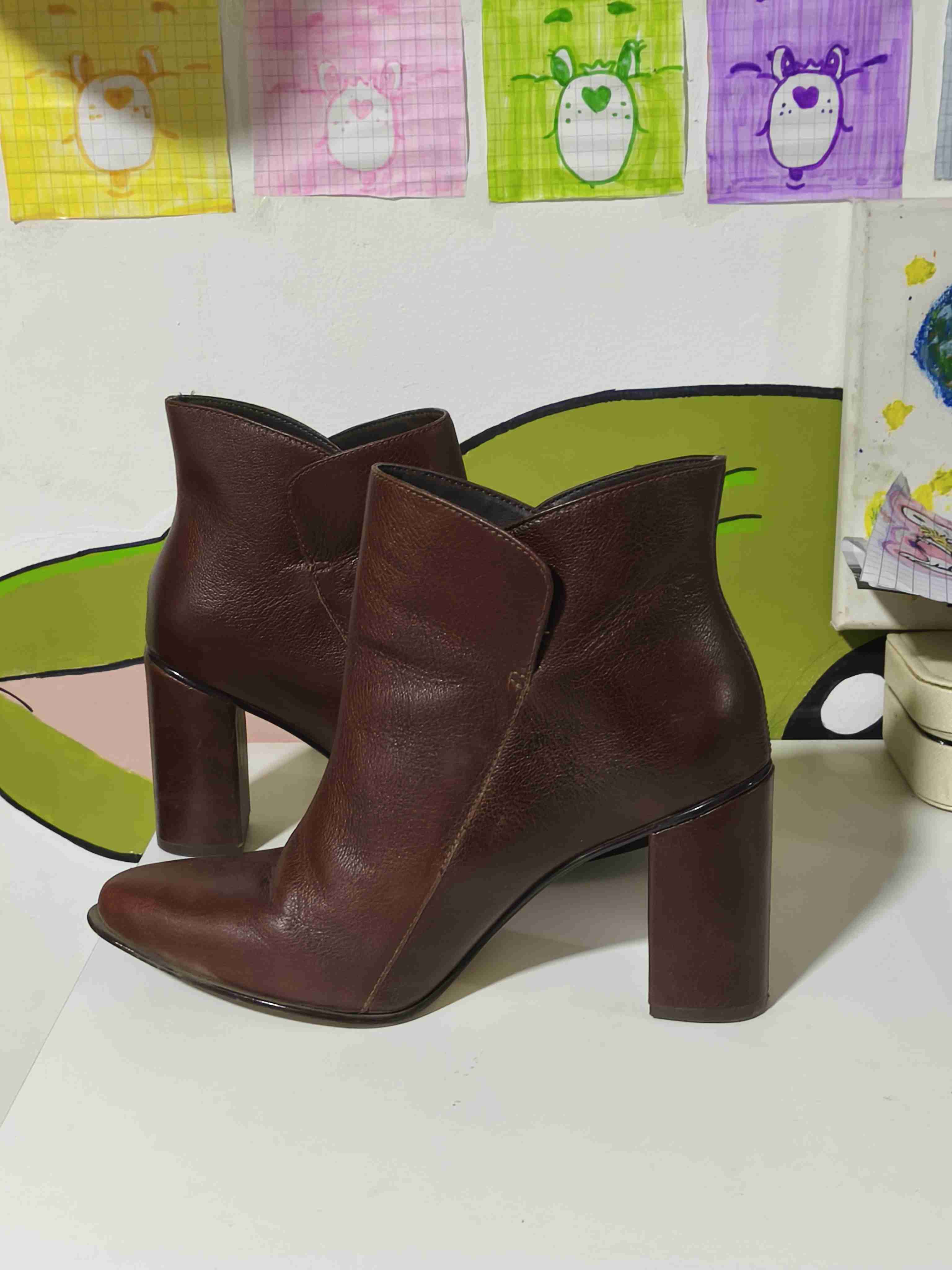 Botines de cuero marrón - miniatura 1