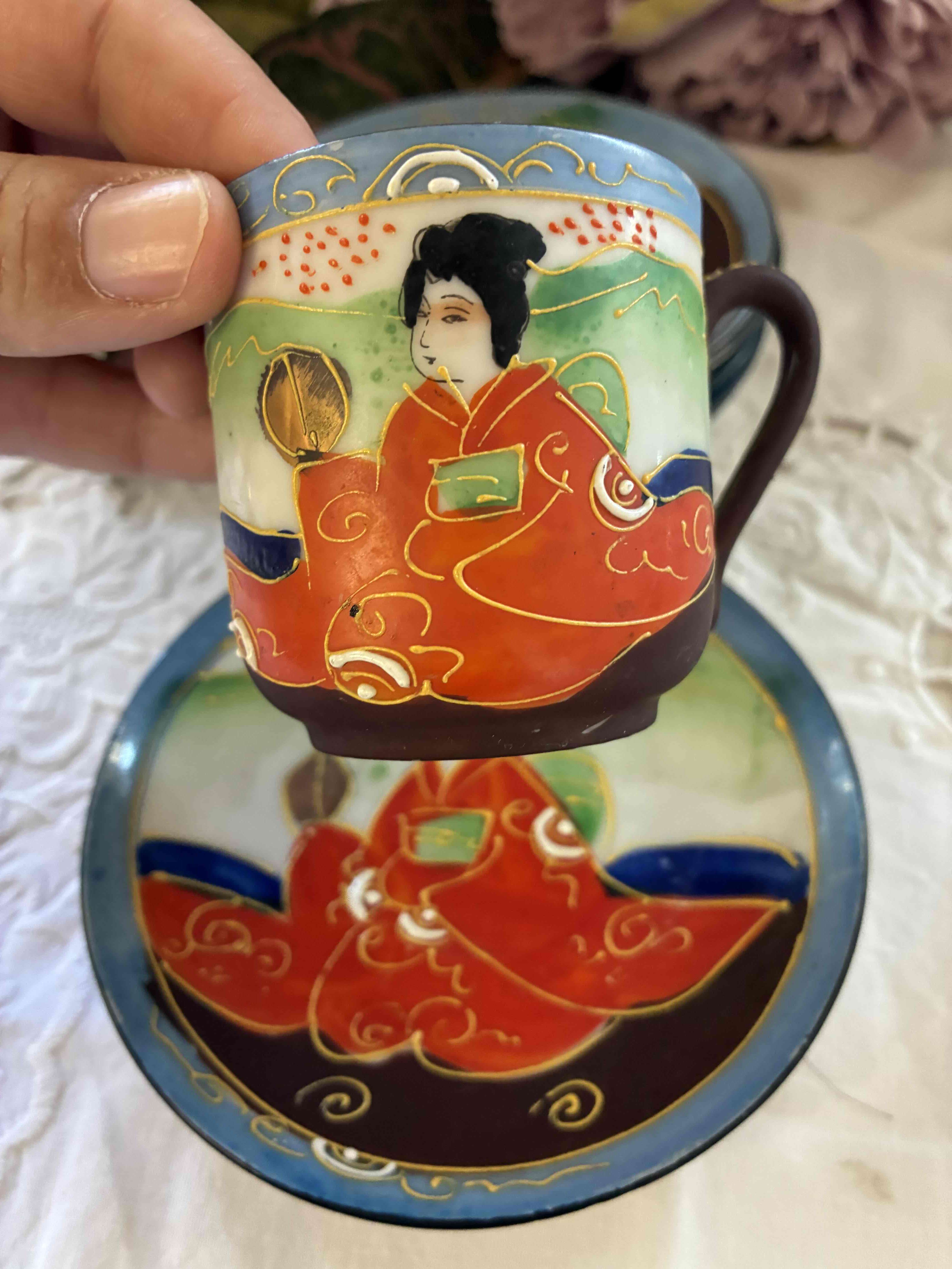 Taza de té japonesa pintada a mano - miniatura 2