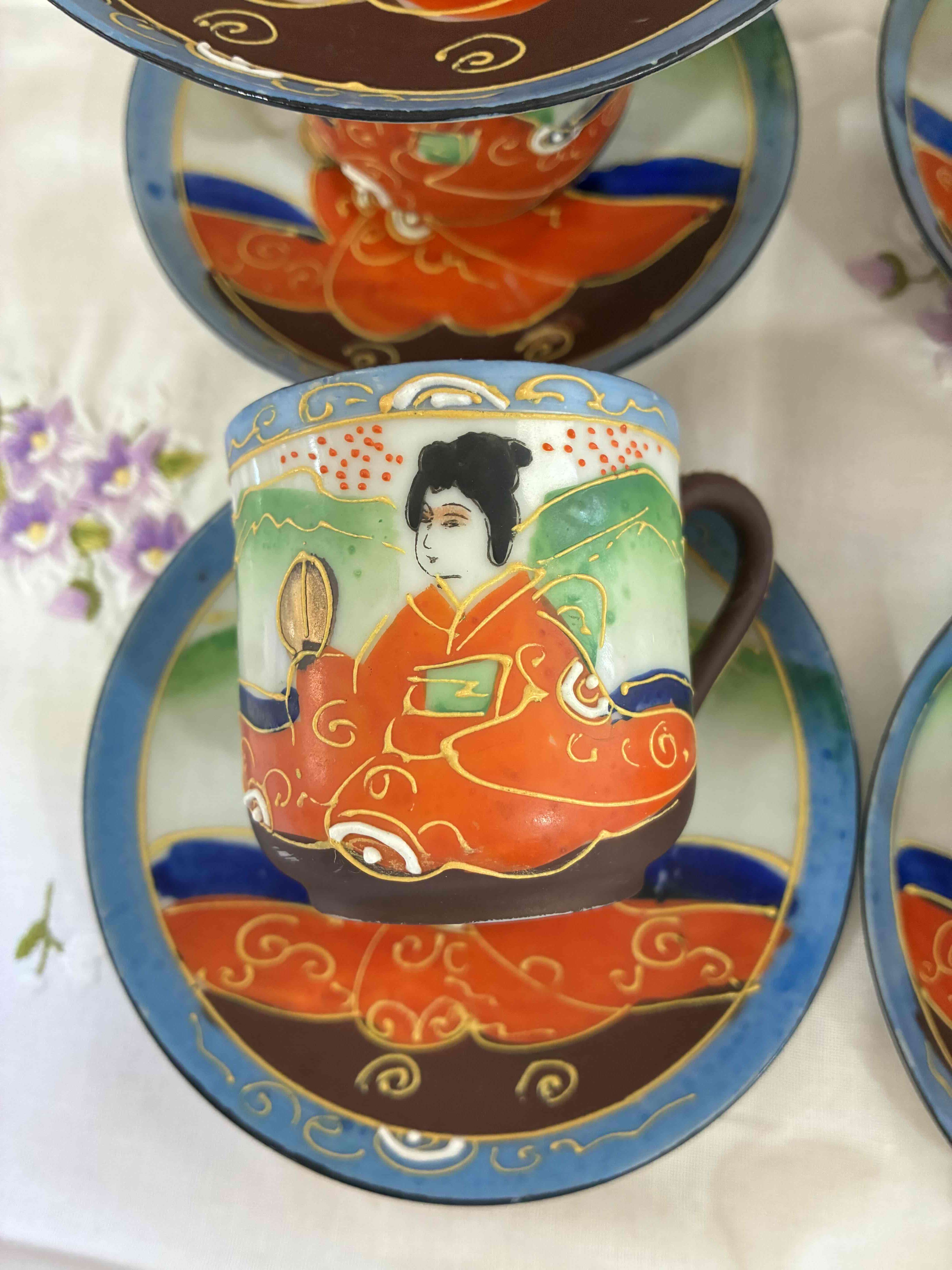 Taza de té japonesa pintada a mano - miniatura 4