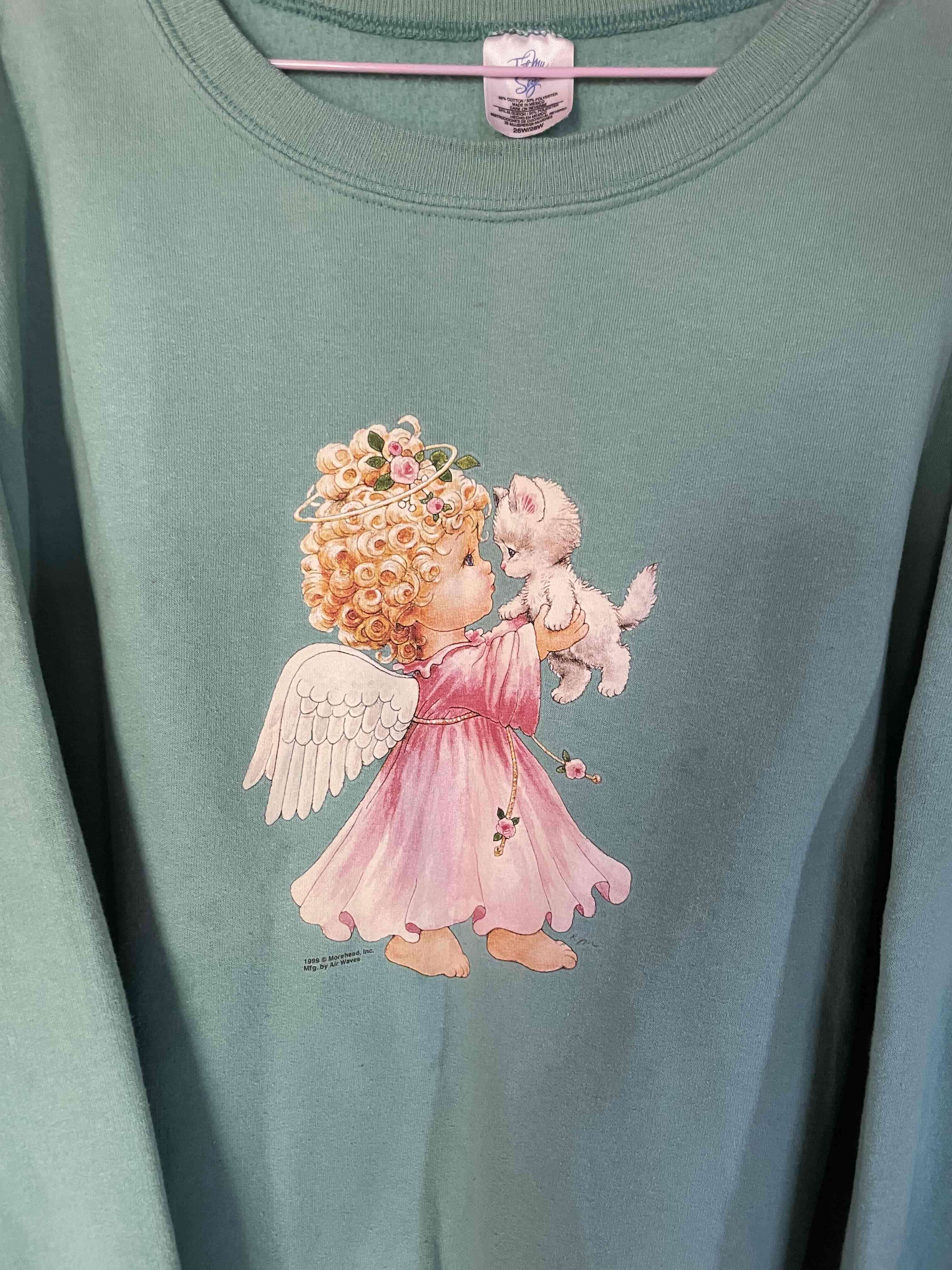 Poleron oversize verde con estampado infantil - miniatura 1