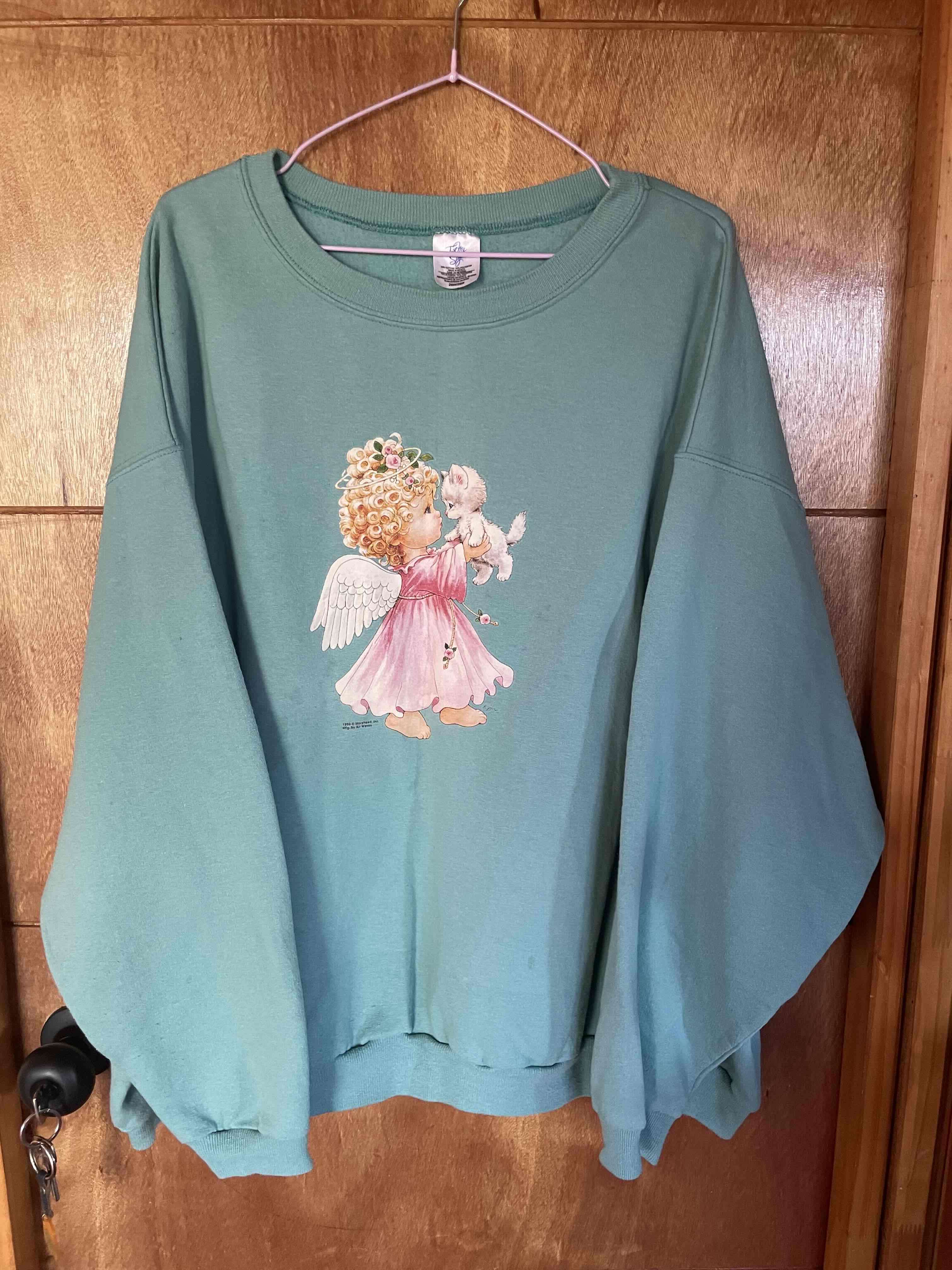 Poleron oversize verde con estampado infantil - miniatura 2