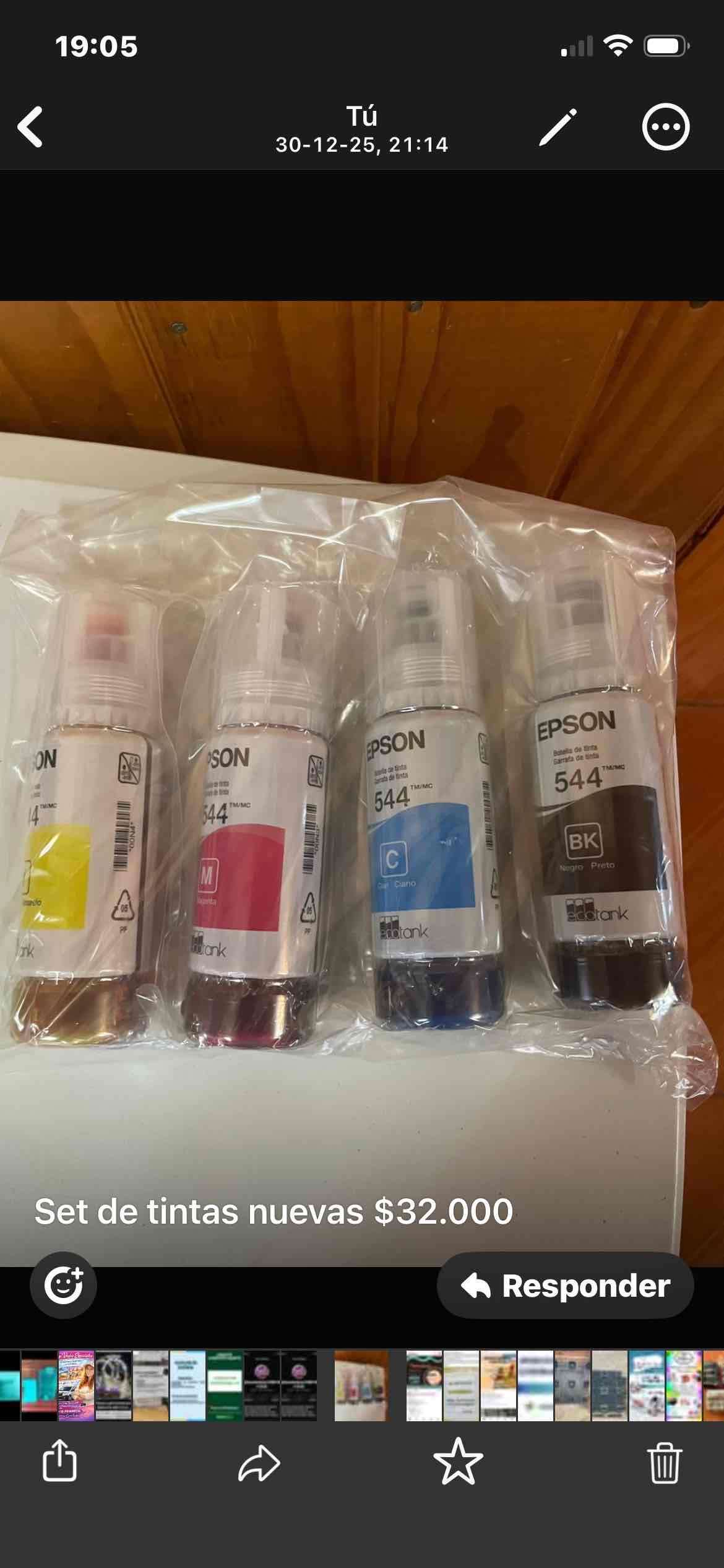 Set de tintas Epson 544 nuevas