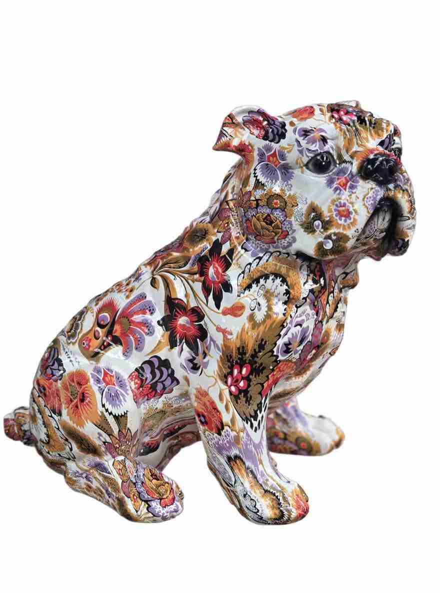 Figura decorativa bulldog floral - miniatura 1