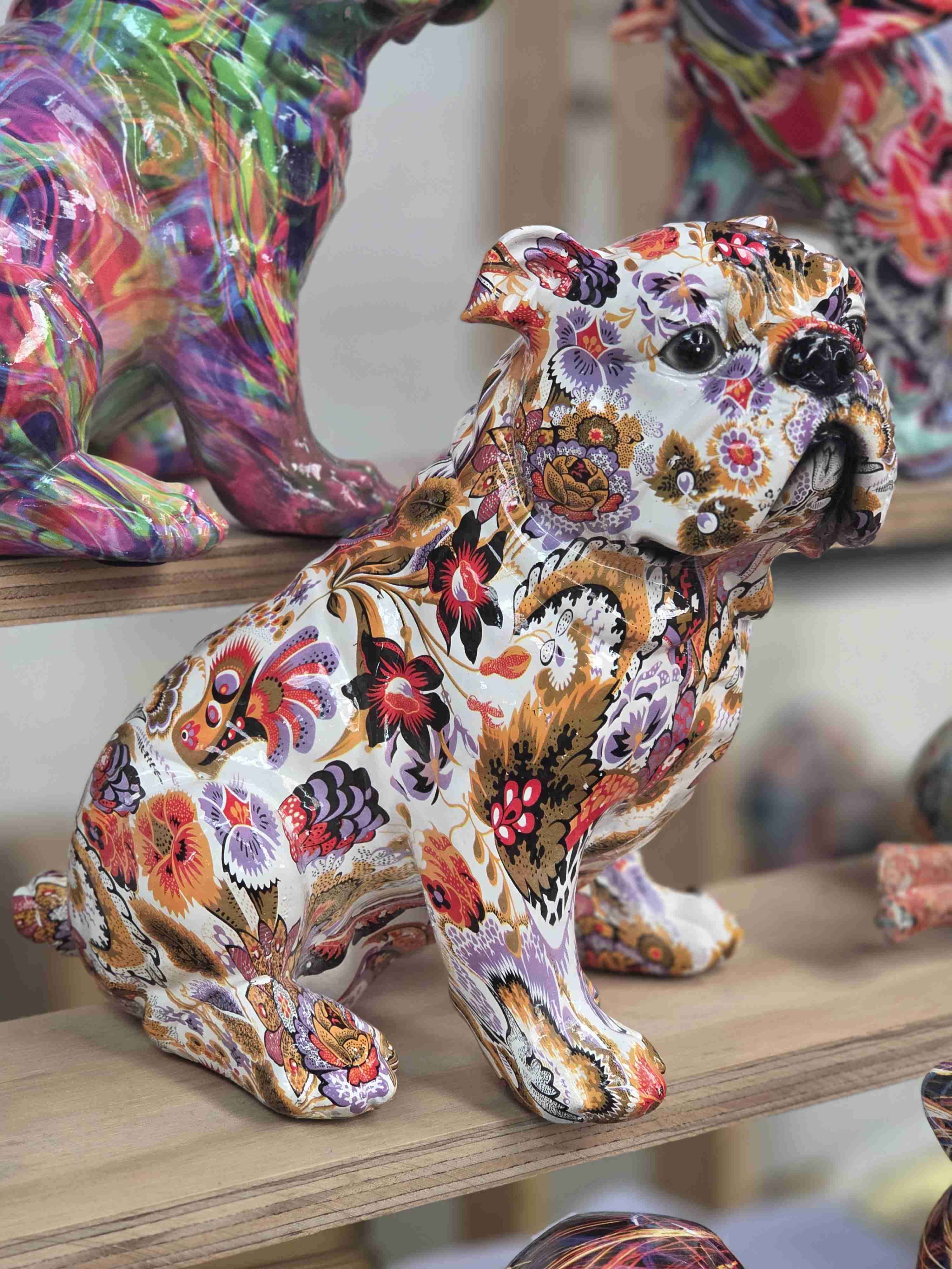 Figura decorativa bulldog floral - miniatura 3