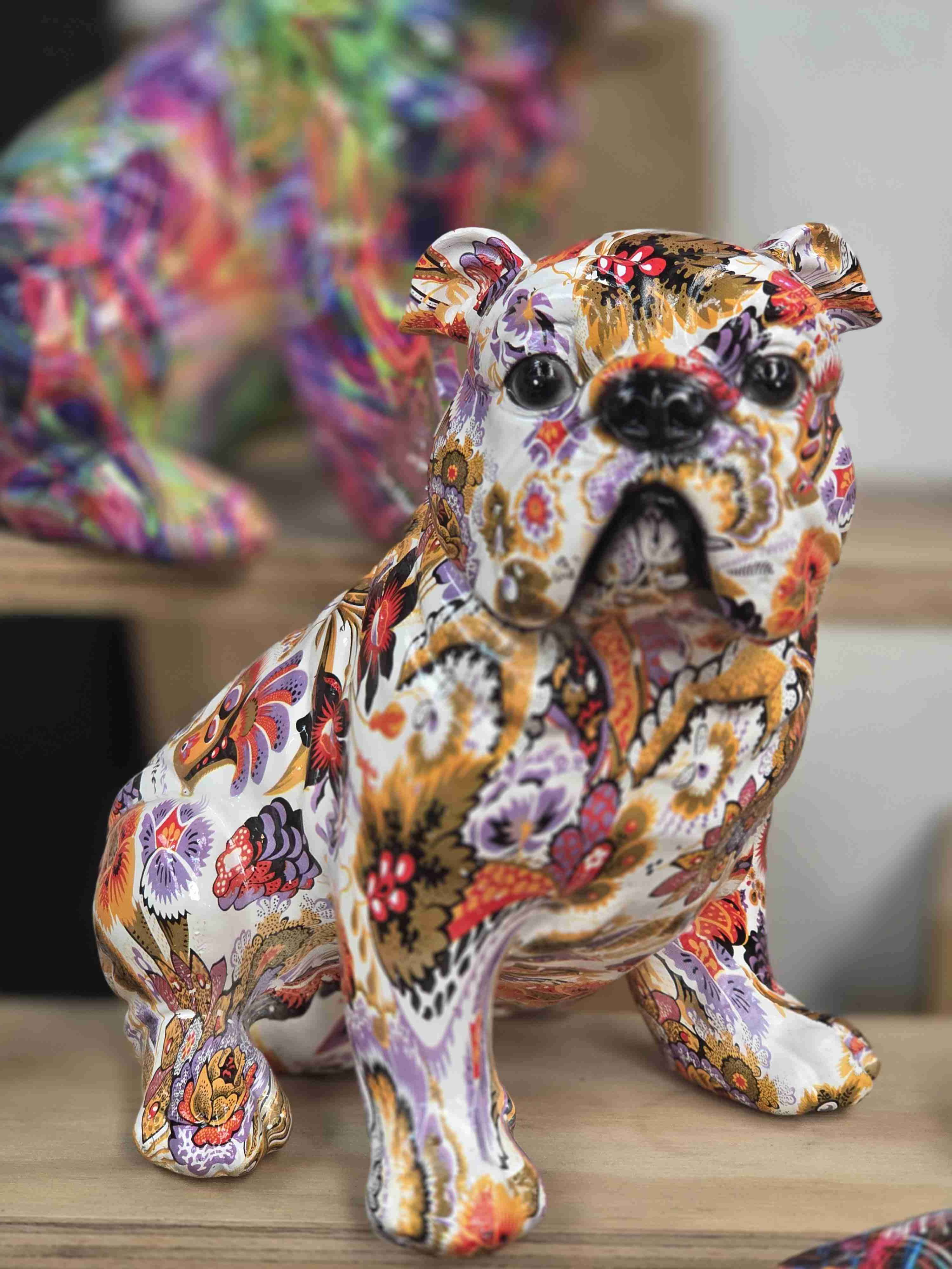 Figura decorativa bulldog floral - miniatura 4
