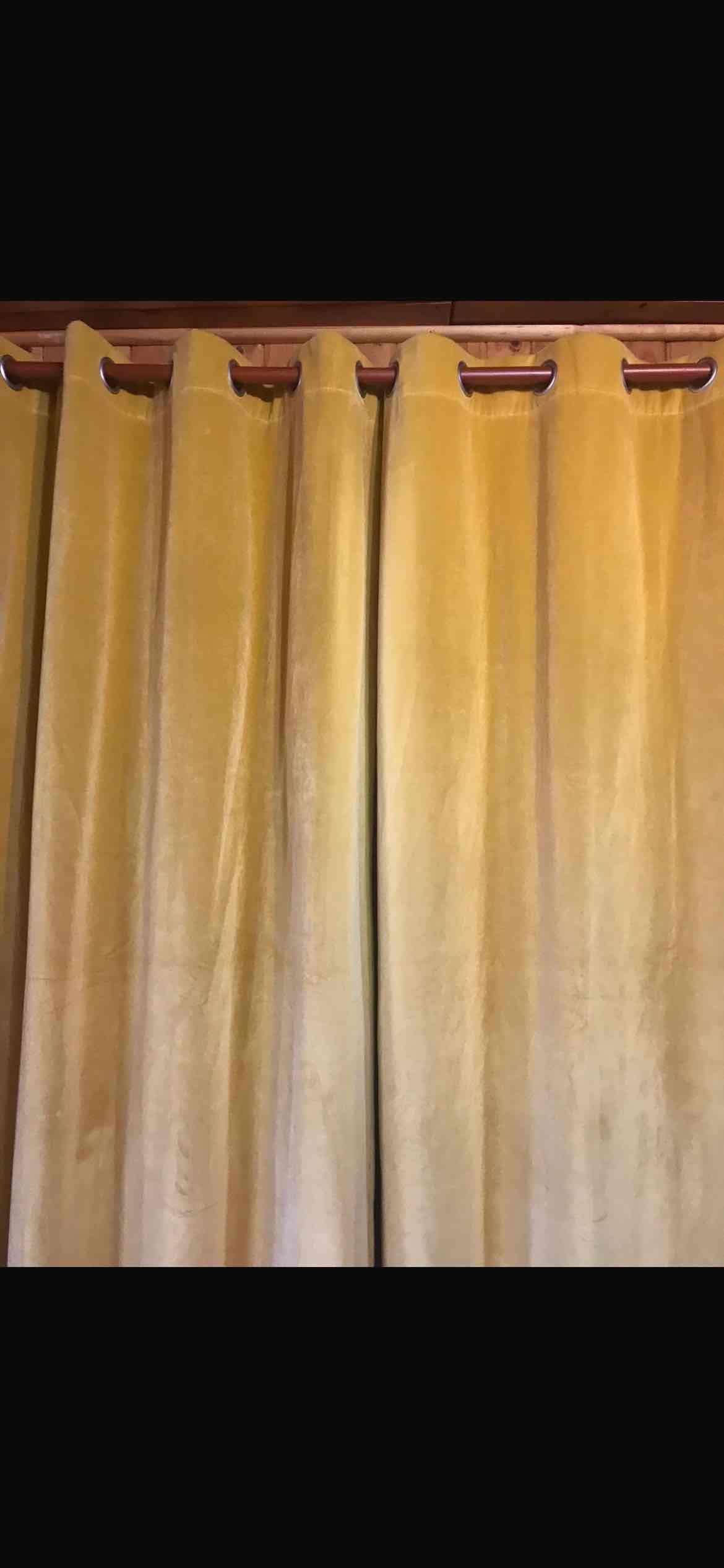 Cortinas VELVET mostaza con argollas,el par - miniatura 1