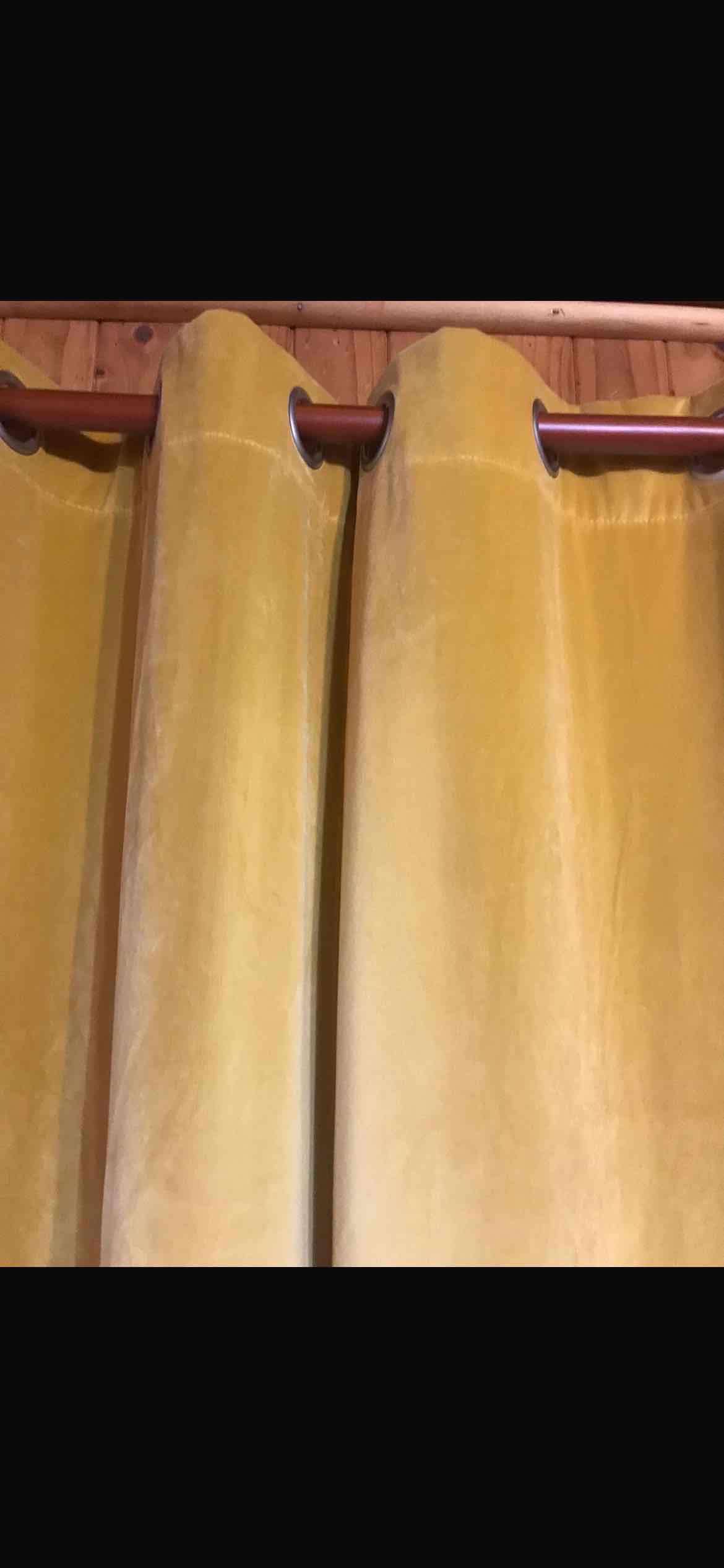 Cortinas VELVET mostaza con argollas,el par - miniatura 2