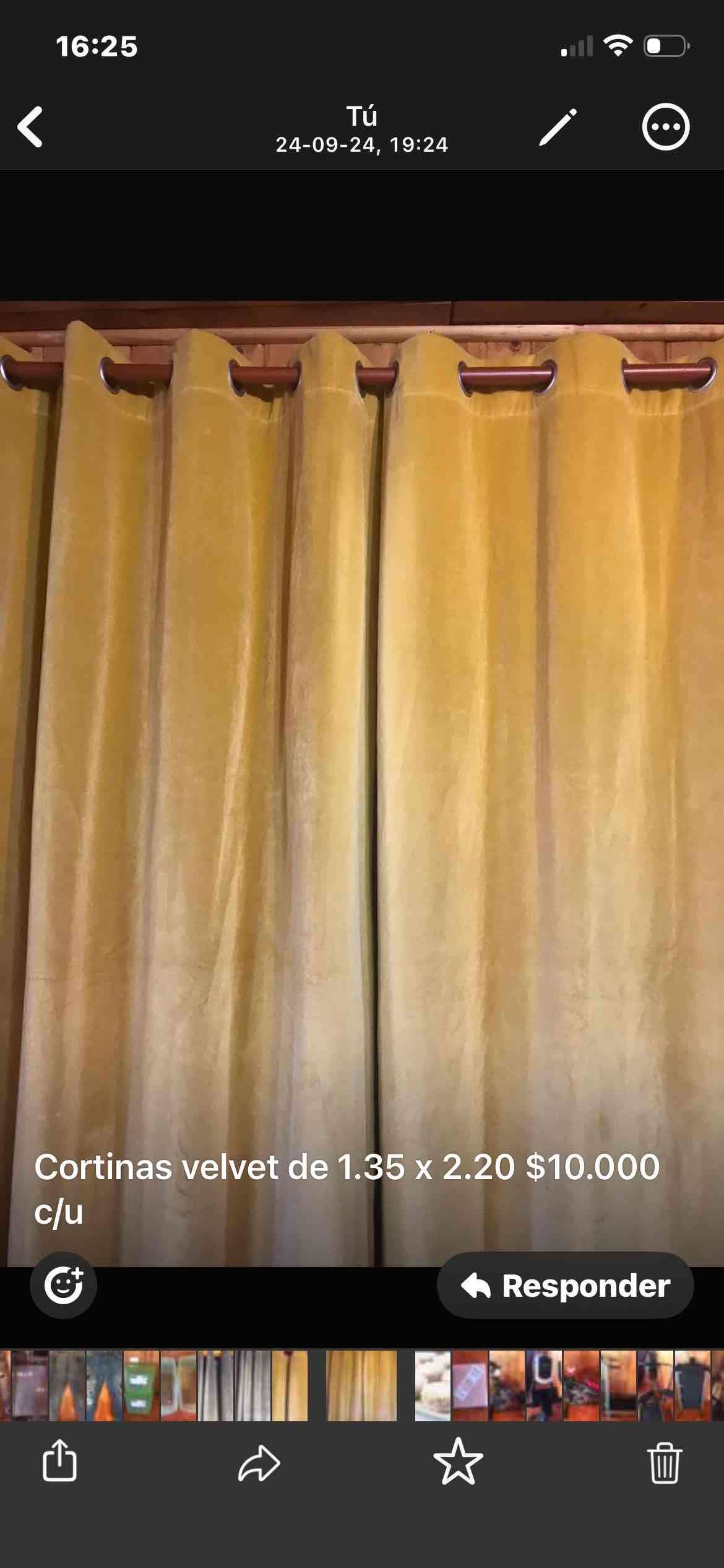 Cortinas VELVET mostaza con argollas,el par - miniatura 3