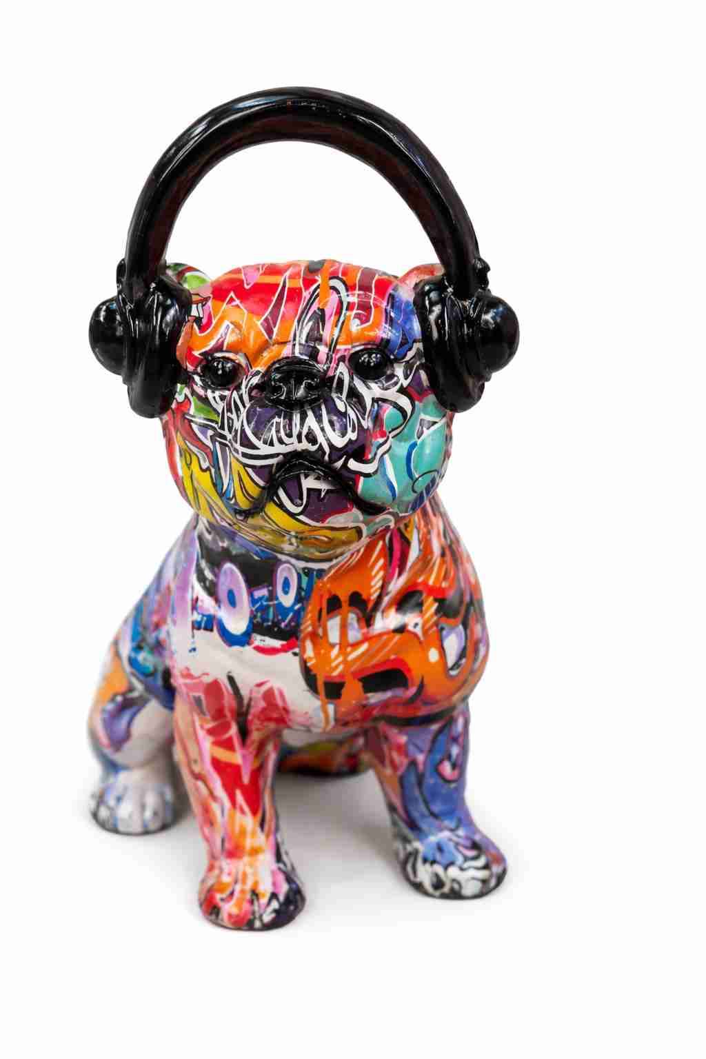 Escultura Bulldog con audífonos - miniatura 3