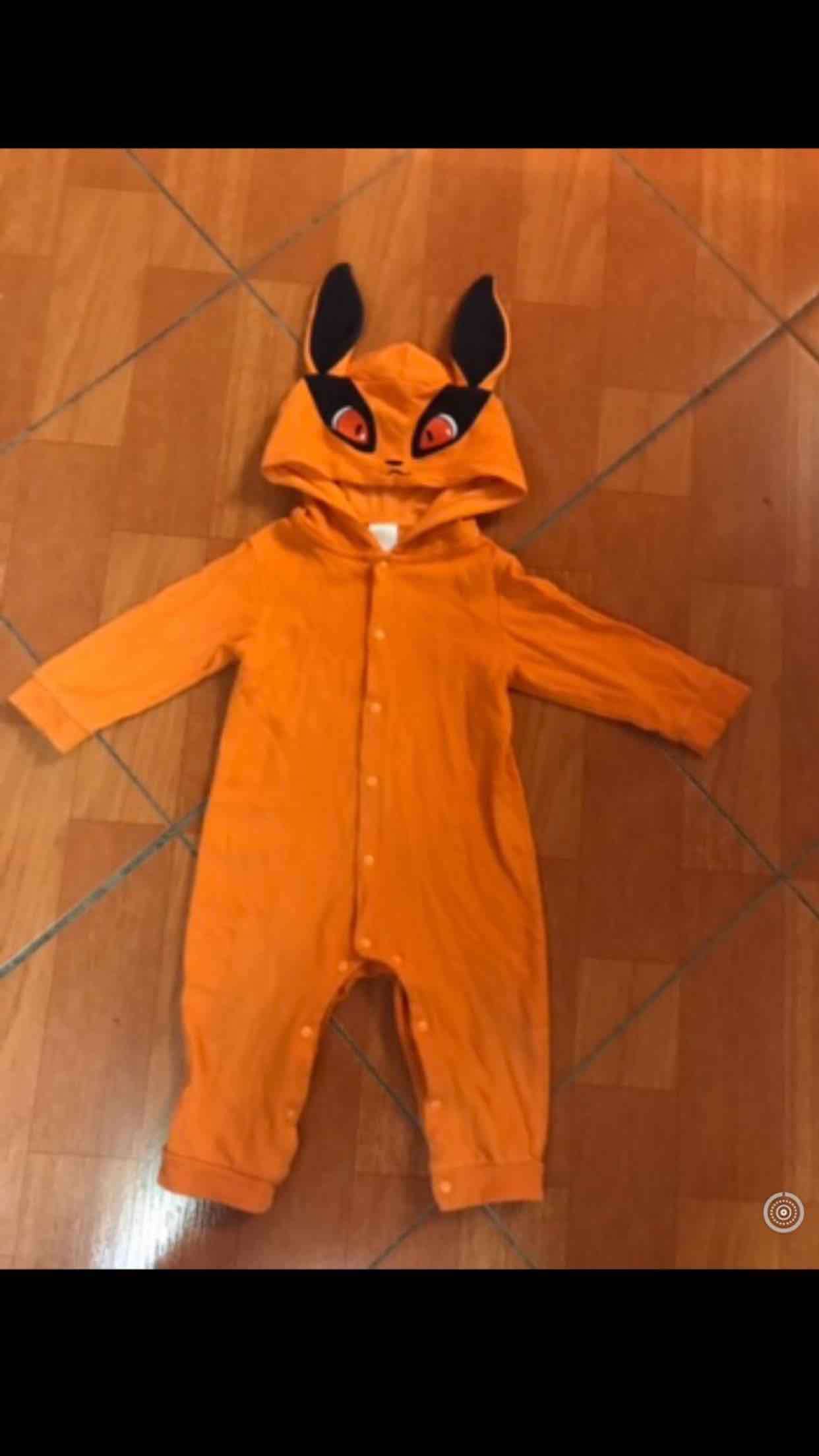 Enterito infantil naranja con capucha talla 9 mese - miniatura 1