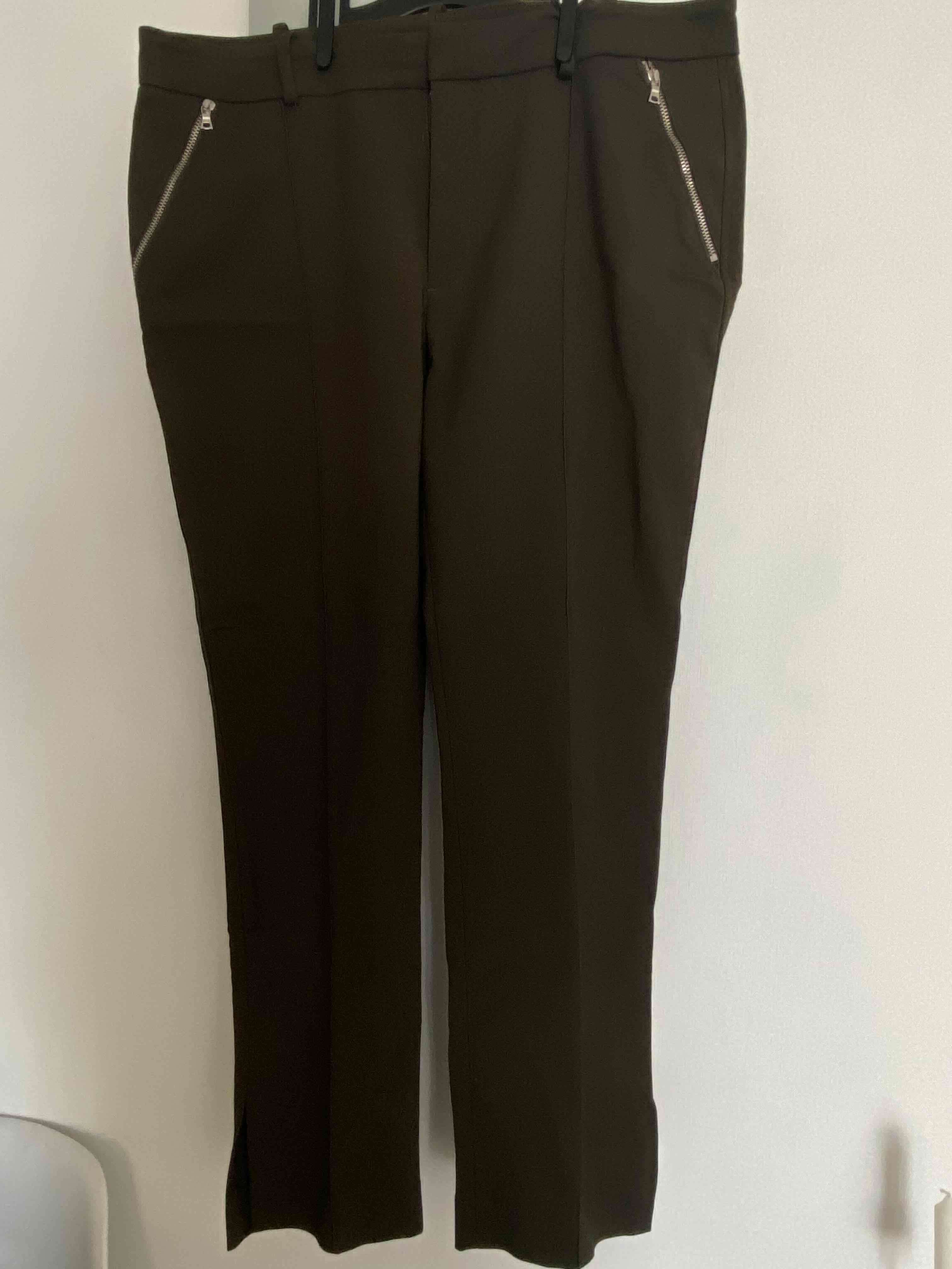 Pantalones Zara verde petróleo con cierres - miniatura 1