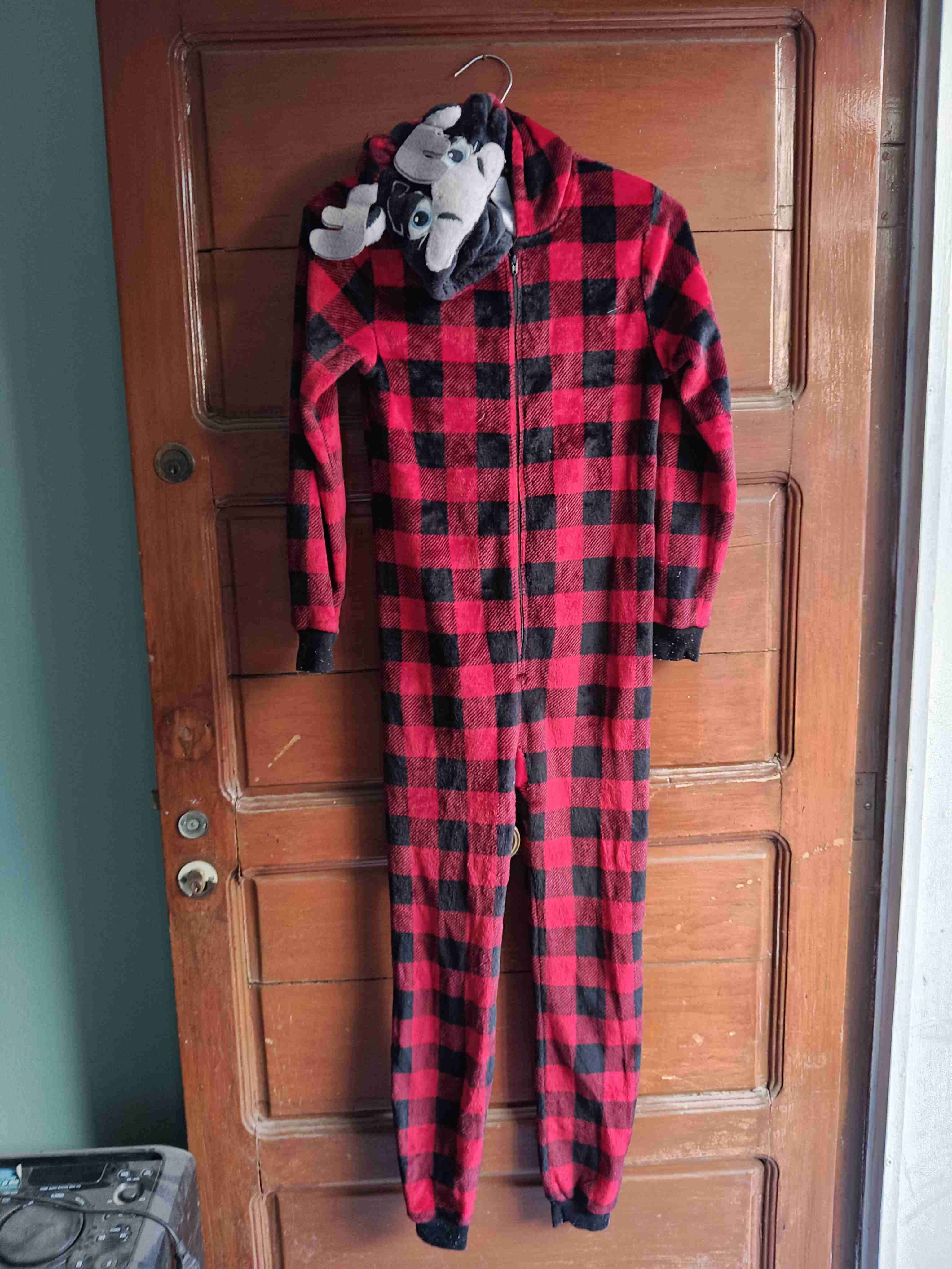 Pijama peluche rojo a cuadros