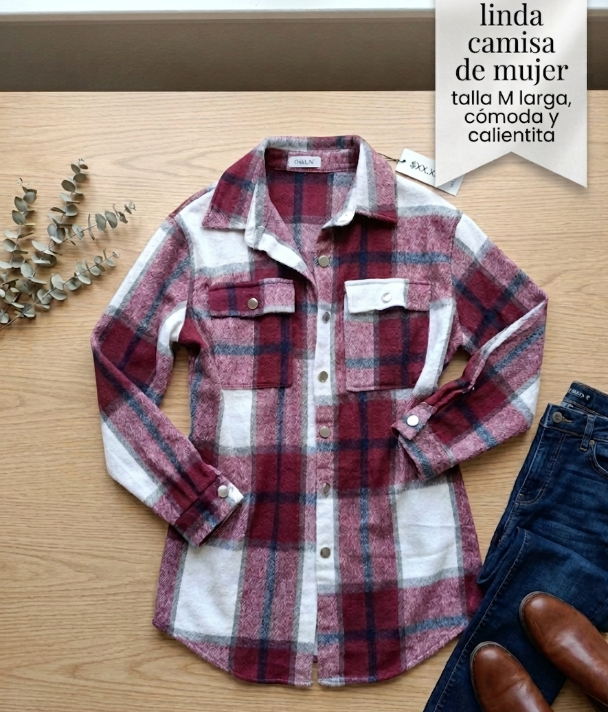 Camisa escocesa roja mujer