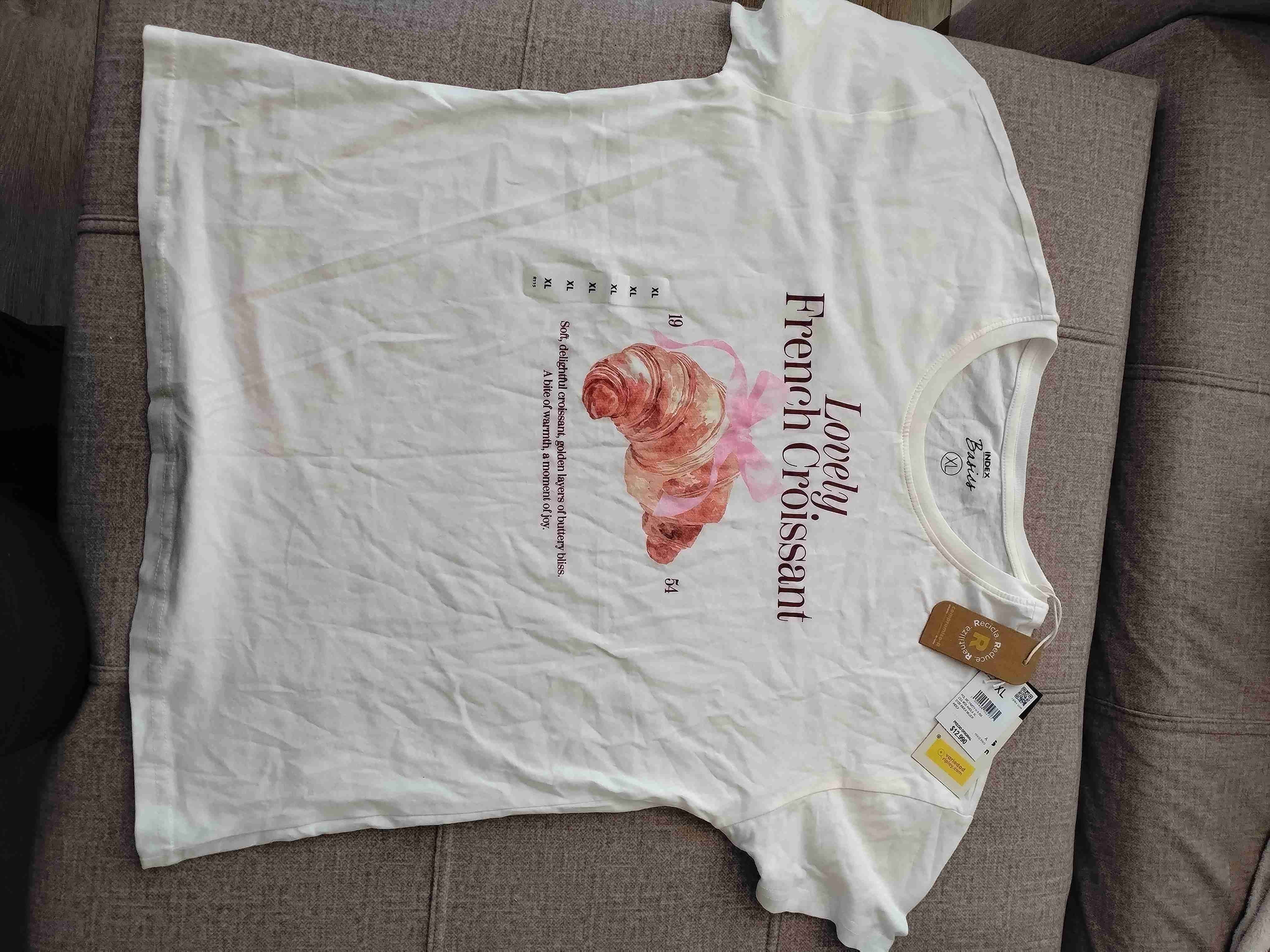 Camiseta blanca diseño croissant - miniatura 1