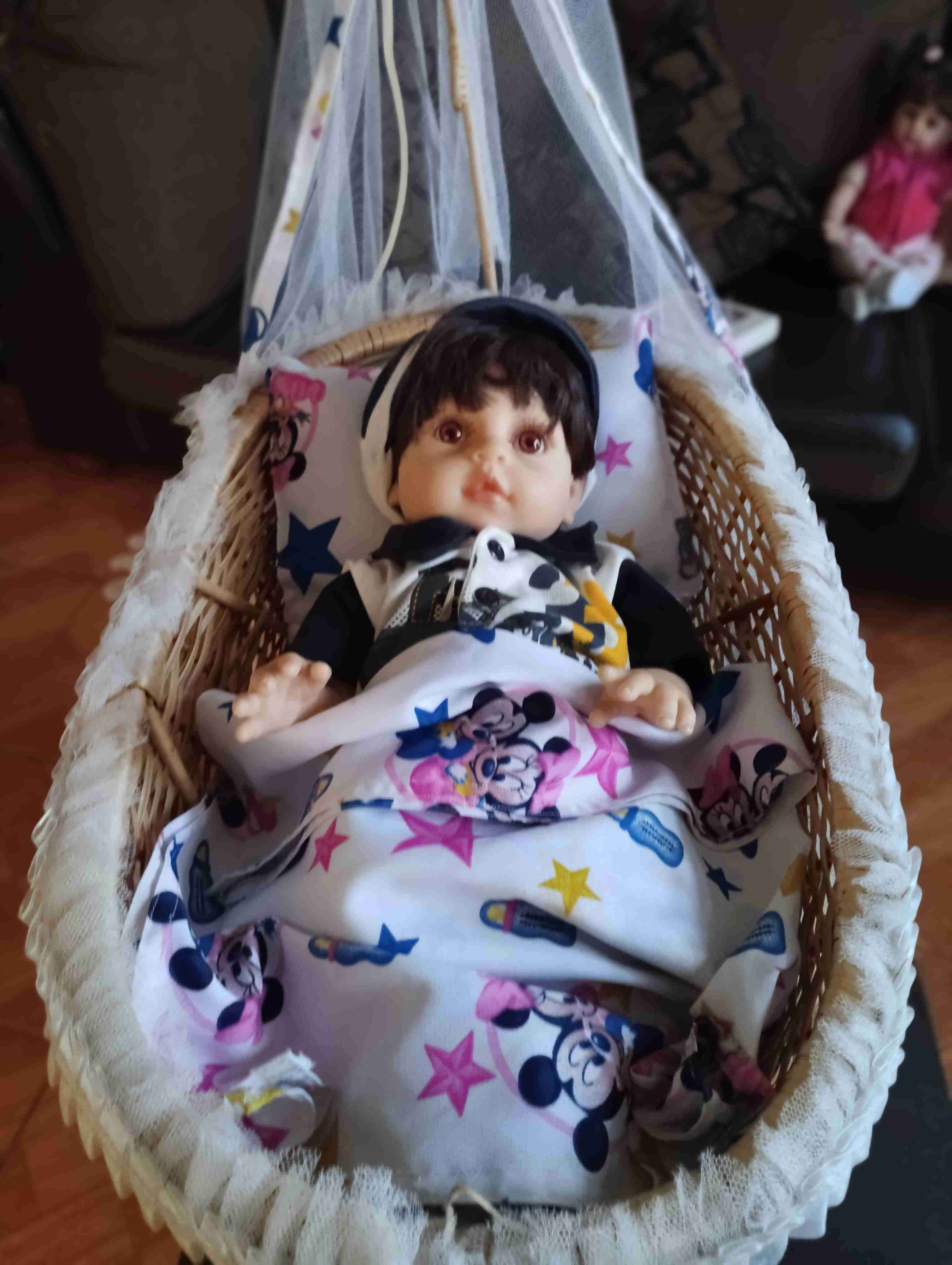 Cuna moisés de mimbre con mosquitero - miniatura 3