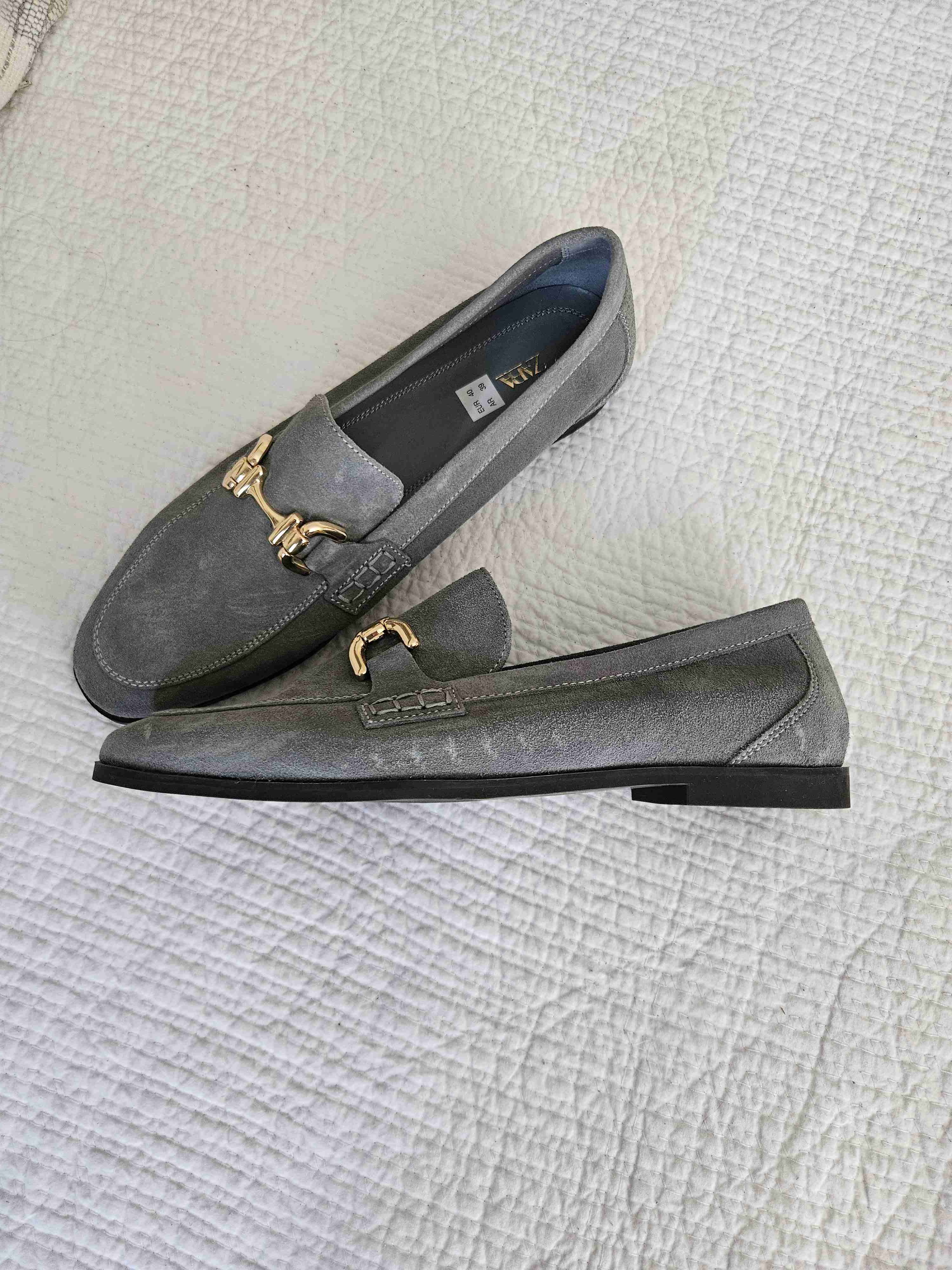 Mocasines Zara Talla 39 Gris - miniatura 2