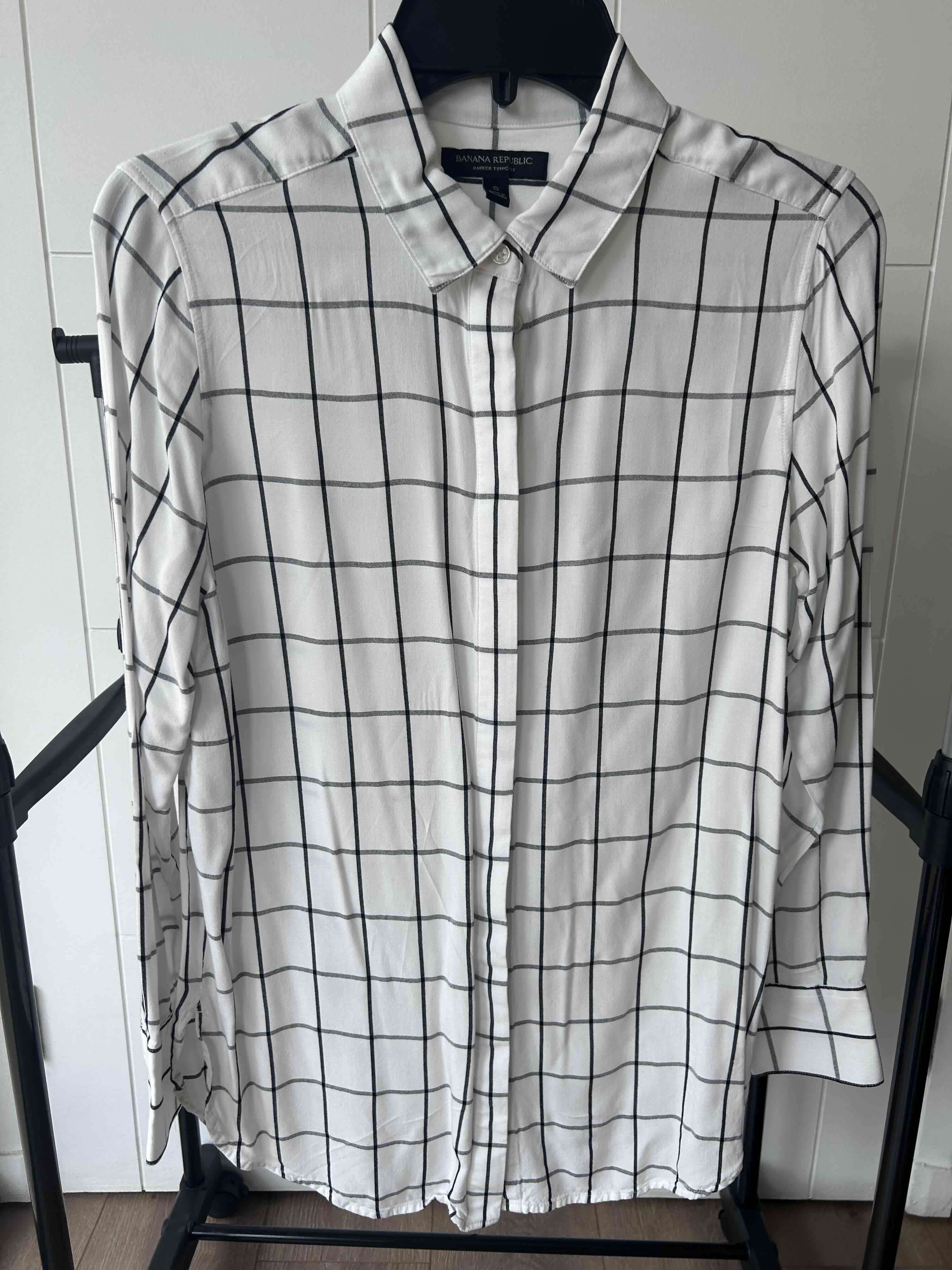 Camisa a cuadros blanca Banana Republic - miniatura 1