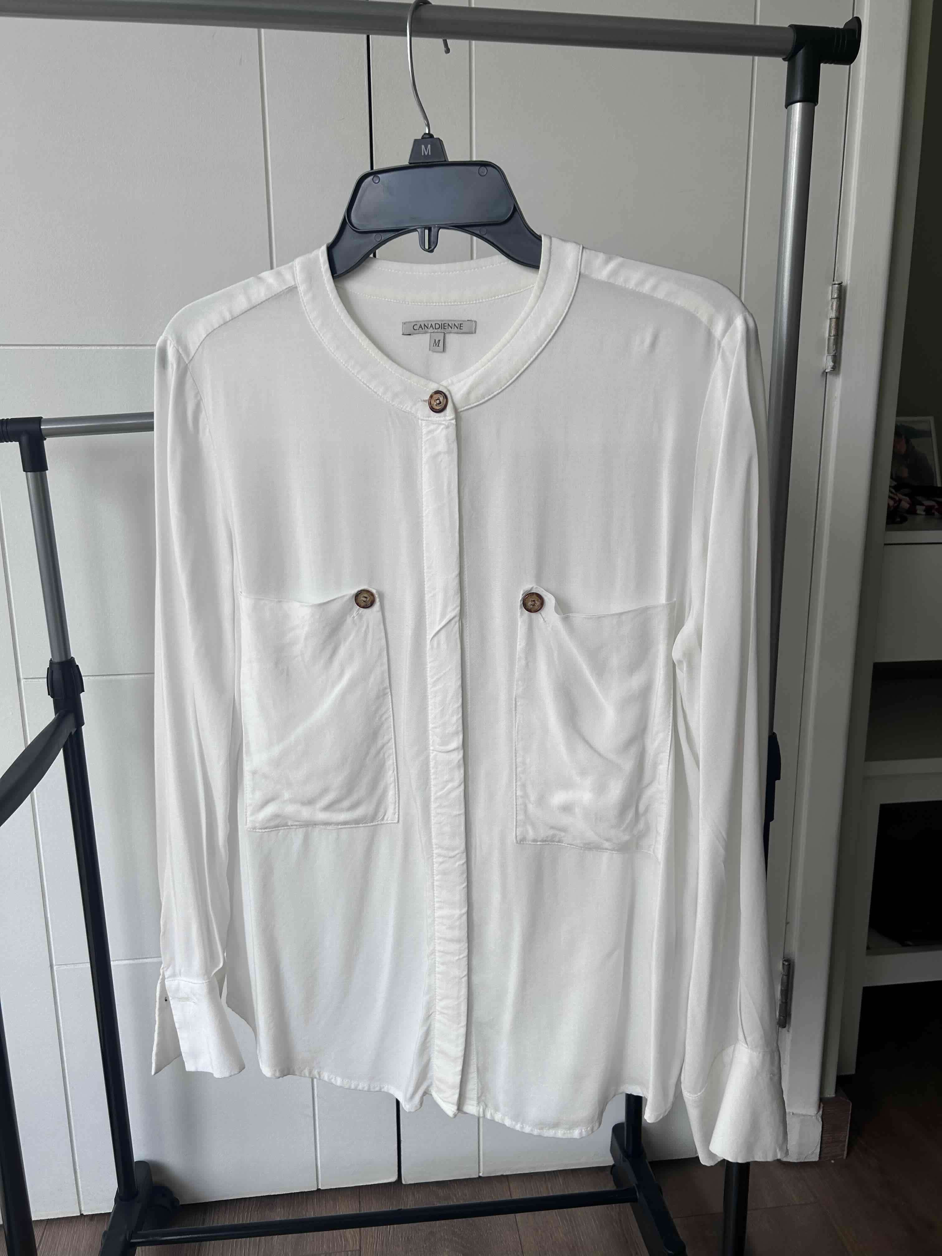 Blusa blanca de botones Canadienne - miniatura 1